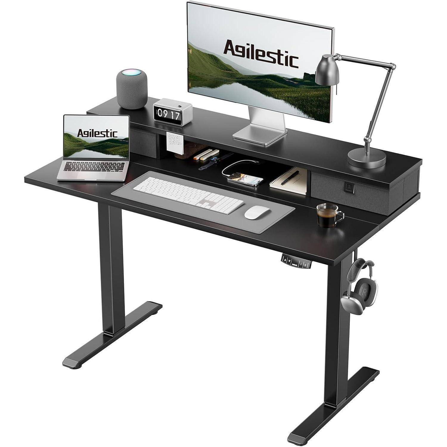 Schreibtisch höhenverstellbar elektrisch 2 Schwarz 100 x 60 cm