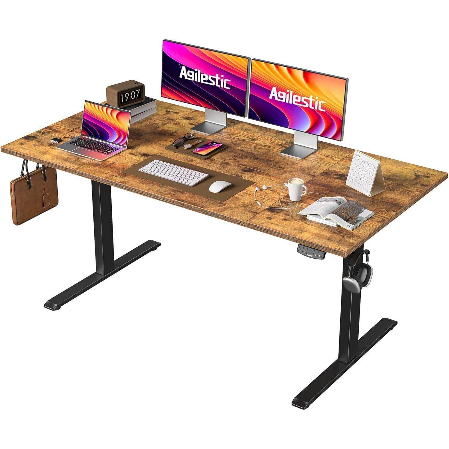 Schreibtisch Höhenverstellbar Elektrisch Memory Steh Braun 160 x 80 cm