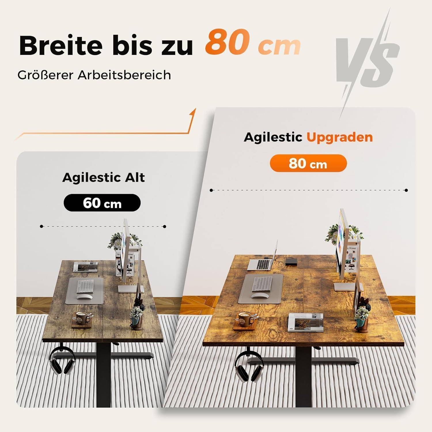 Schreibtisch Höhenverstellbar Elektrisch Memory Steh Braun 160 x 80 cm