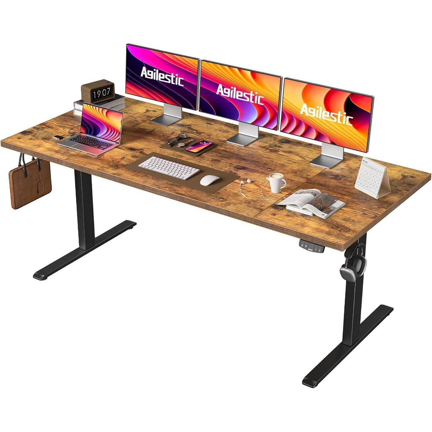Schreibtisch Höhenverstellbar Elektrisch Memory Steh Braun 180 x 80 cm