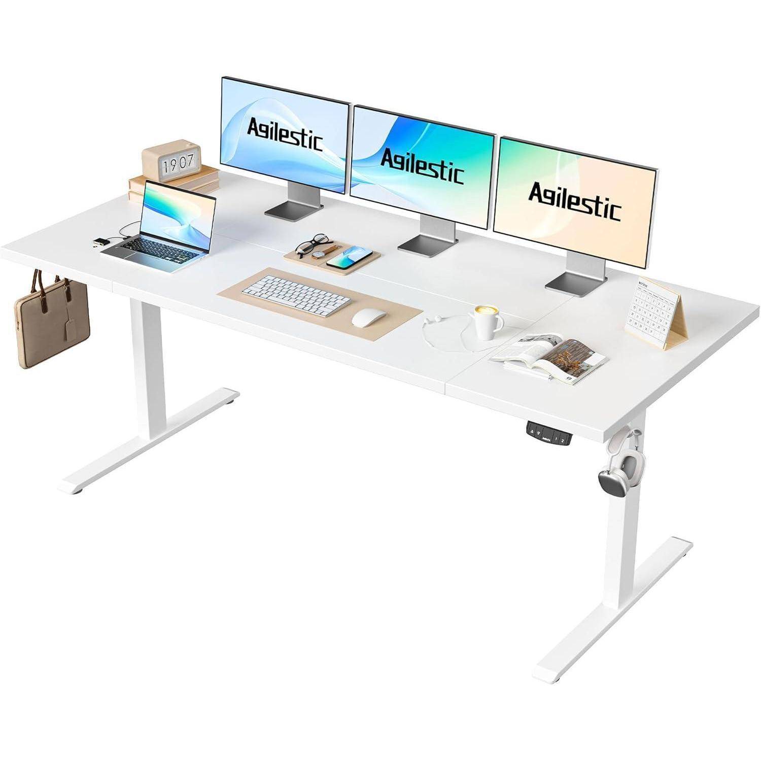 Schreibtisch Höhenverstellbar Elektrisch Memory Steh Weiß 180 x 80 cm