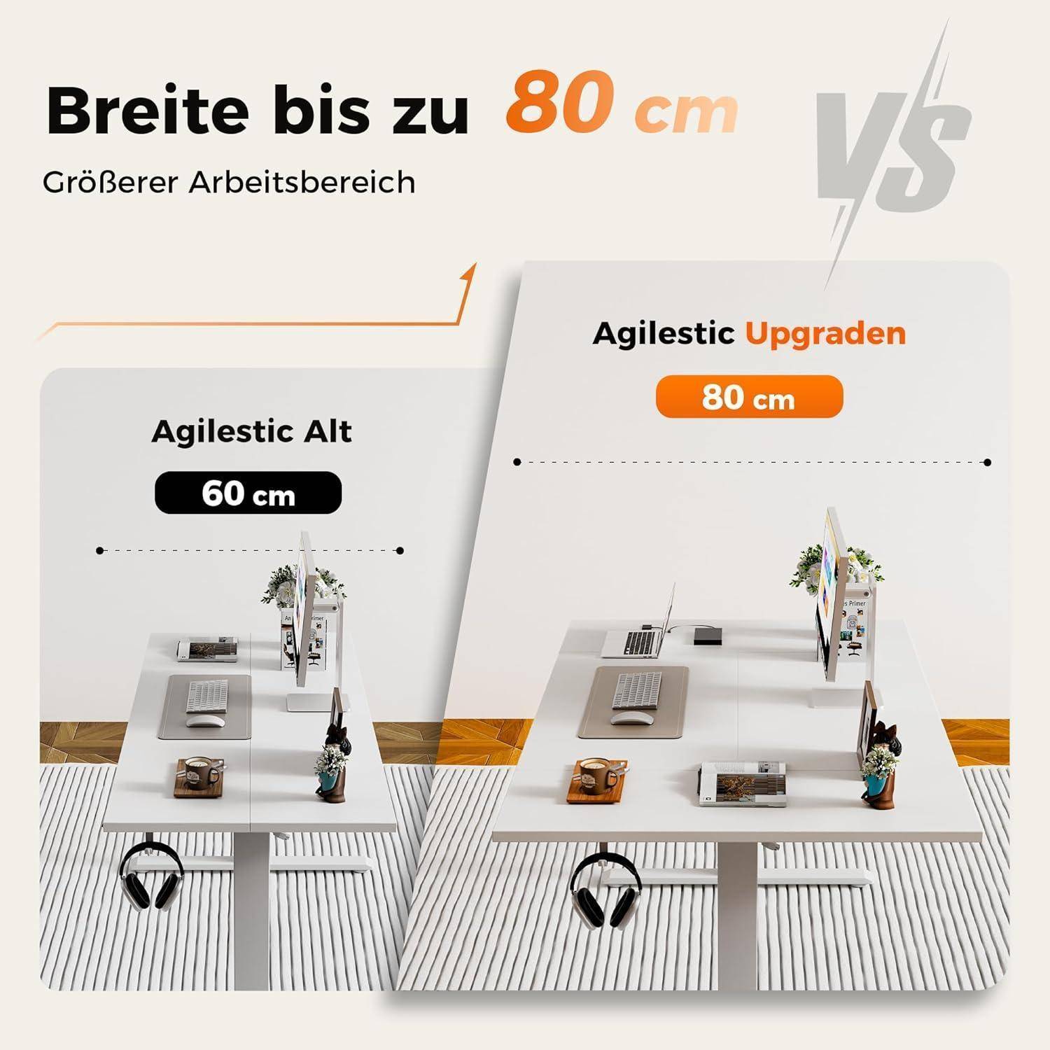 Schreibtisch Höhenverstellbar Elektrisch Memory Steh Weiß 180 x 80 cm