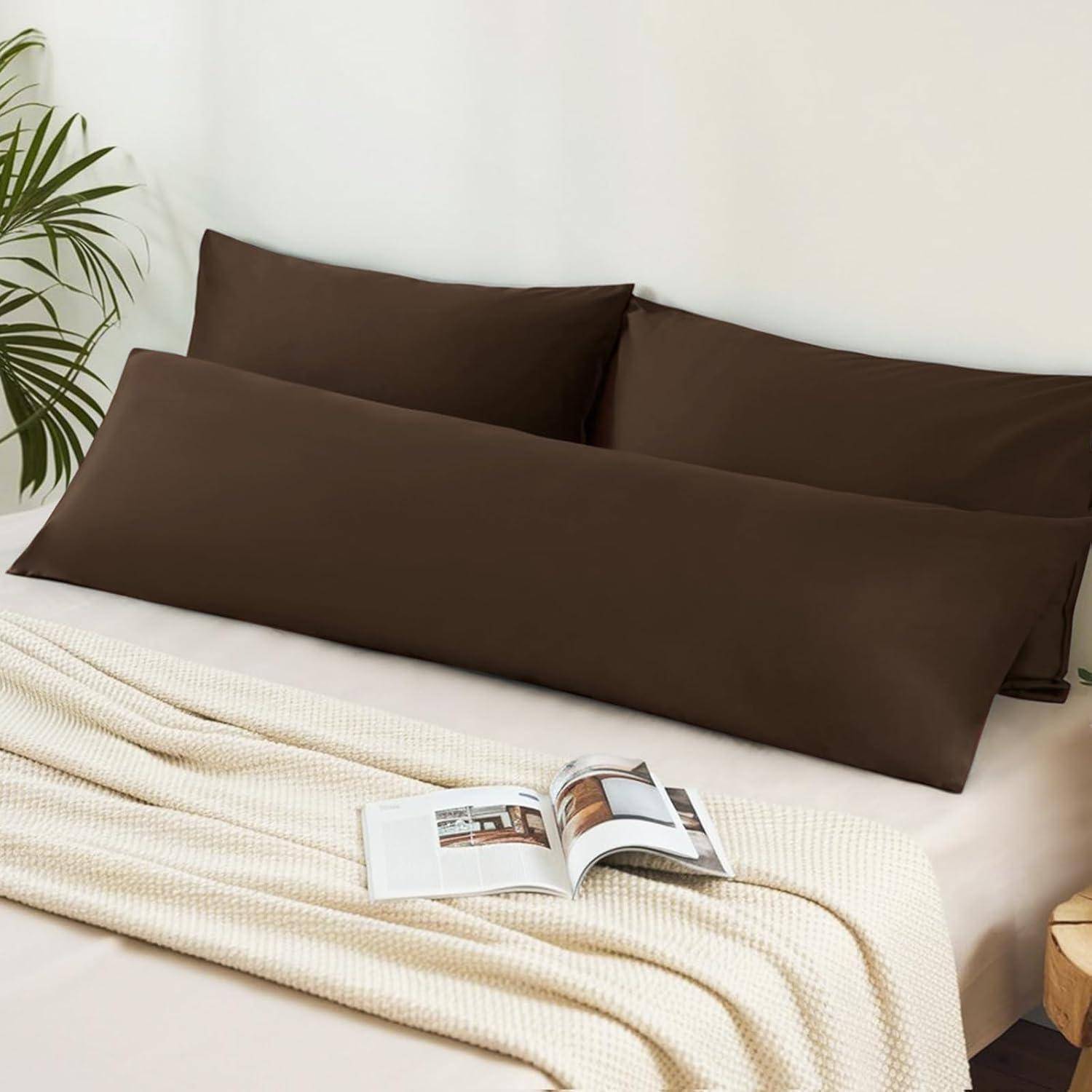 Kissenbezug Seitenschläfer Reißverschluss Mikrofaser 40x145 Braun