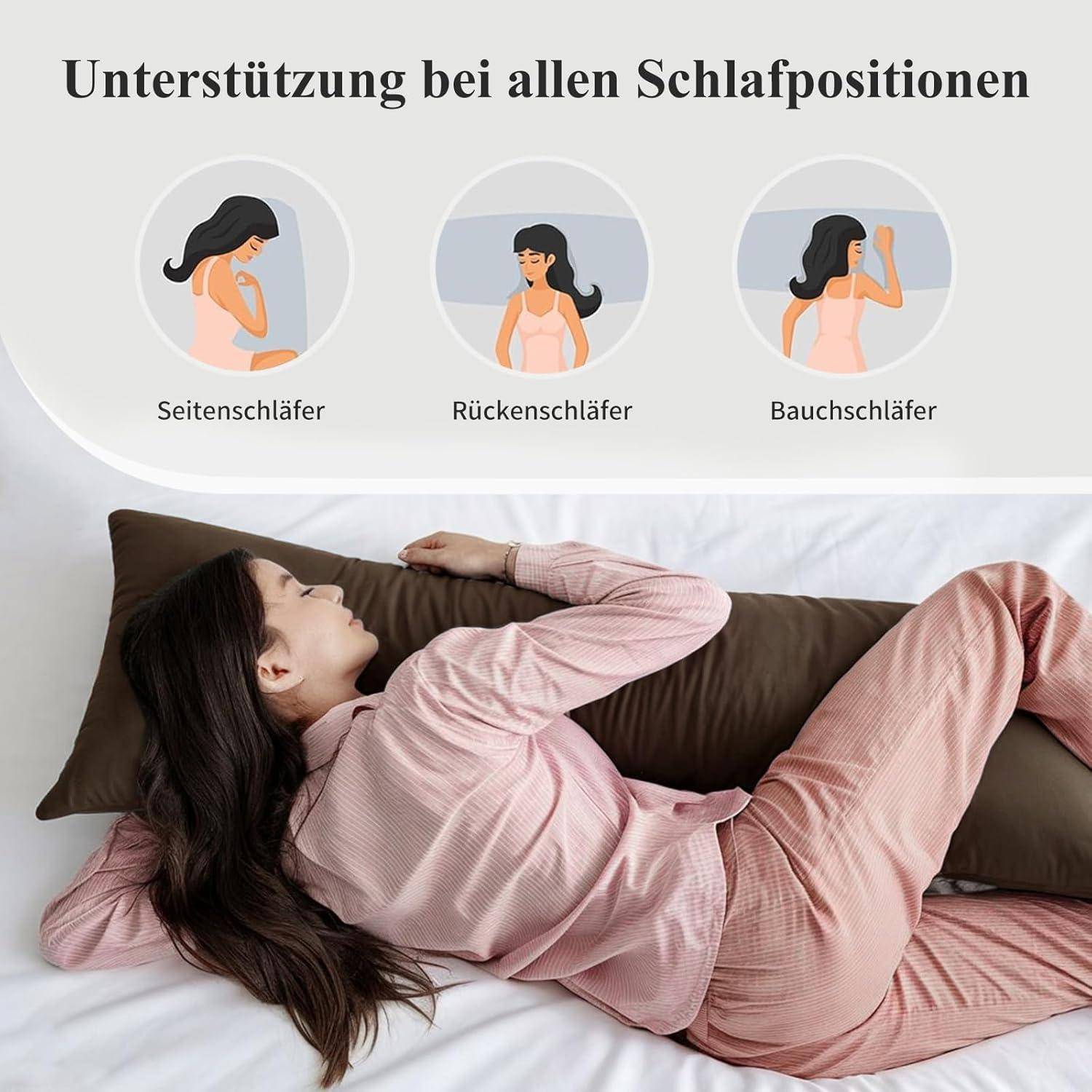 Kissenbezug Seitenschläfer Reißverschluss Mikrofaser 40x145 Braun
