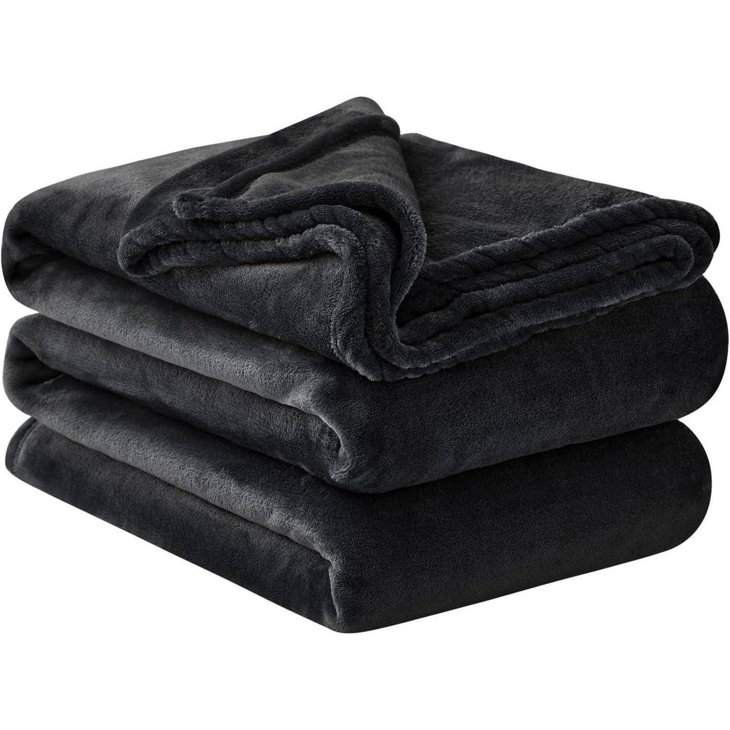 Kuscheldecke Fleecedecke Couchdecke Sofadecke 230 x 270 cm Schwarz