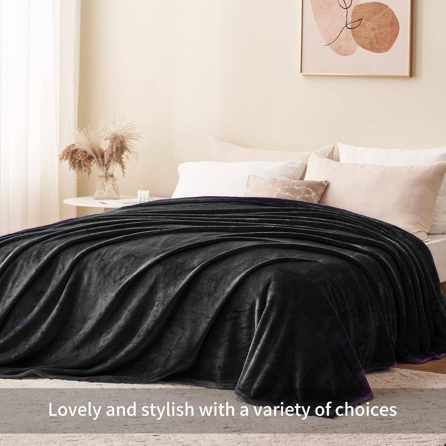 Kuscheldecke Fleecedecke Couchdecke Sofadecke 230 x 270 cm Schwarz