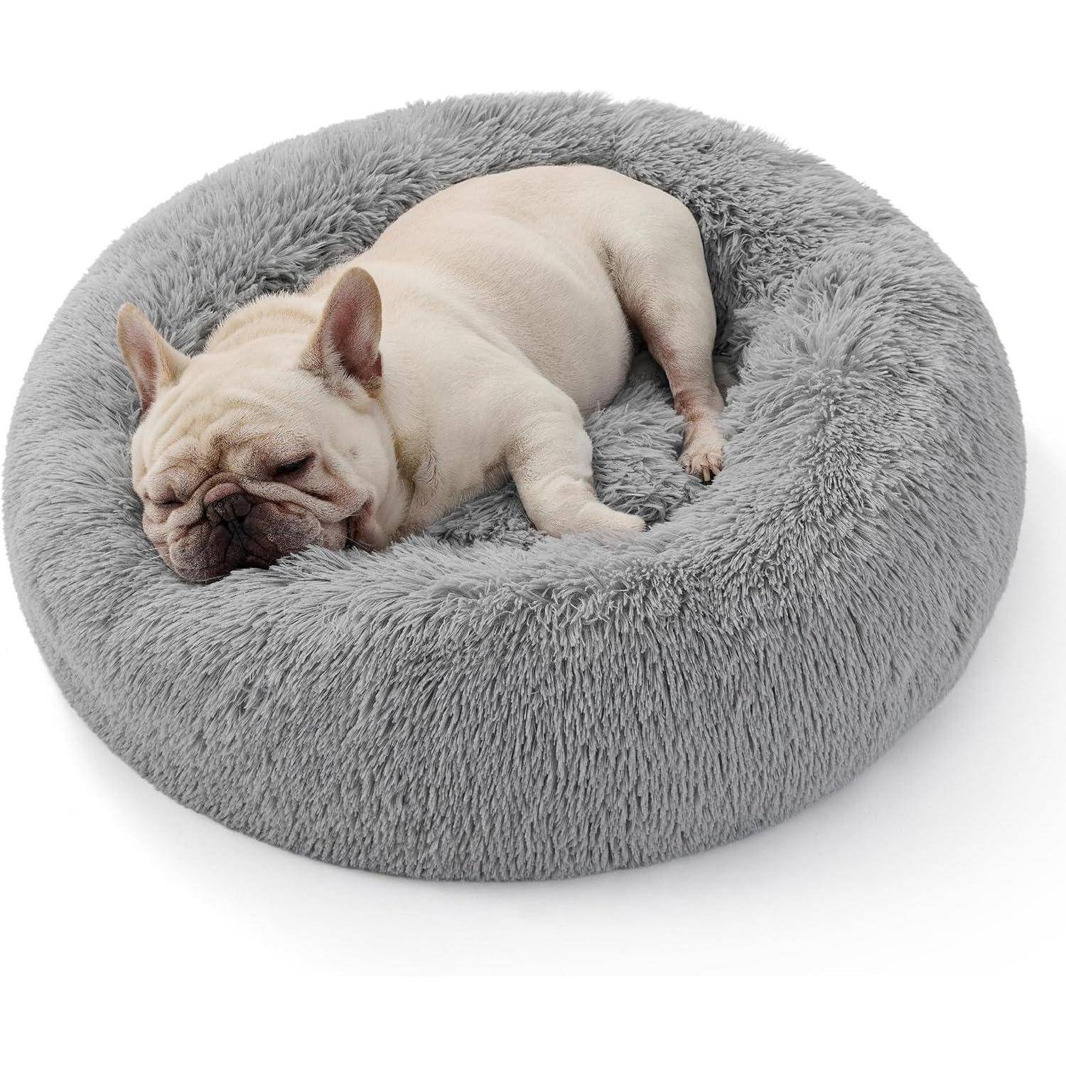 Katzenbett rund waschbar plüsch Hellgrau L 70 x B 70 x H 15 cm