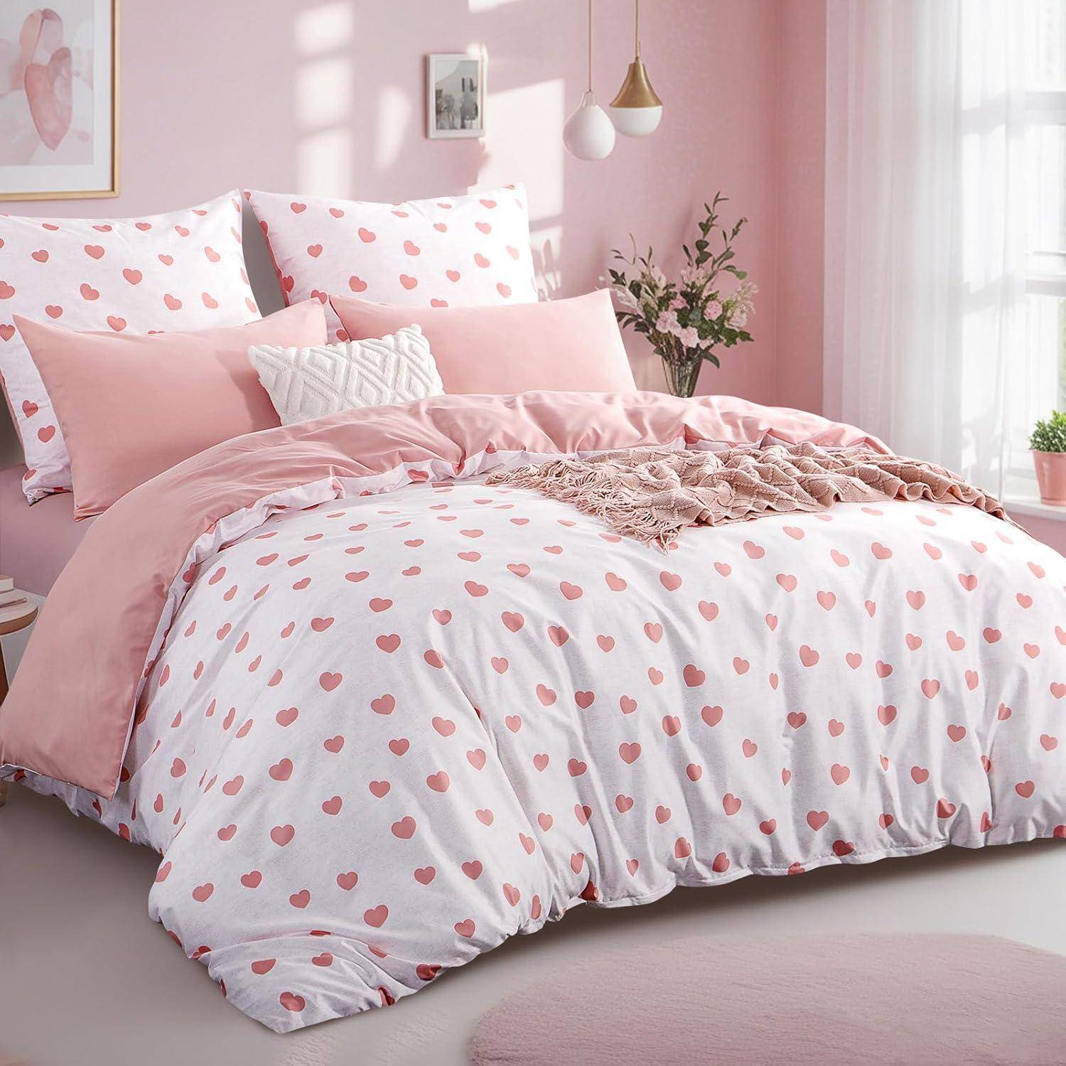 Bettwäsche 220x240 Mikrofaser Reißverschluss 220x240 Herzen Rosa