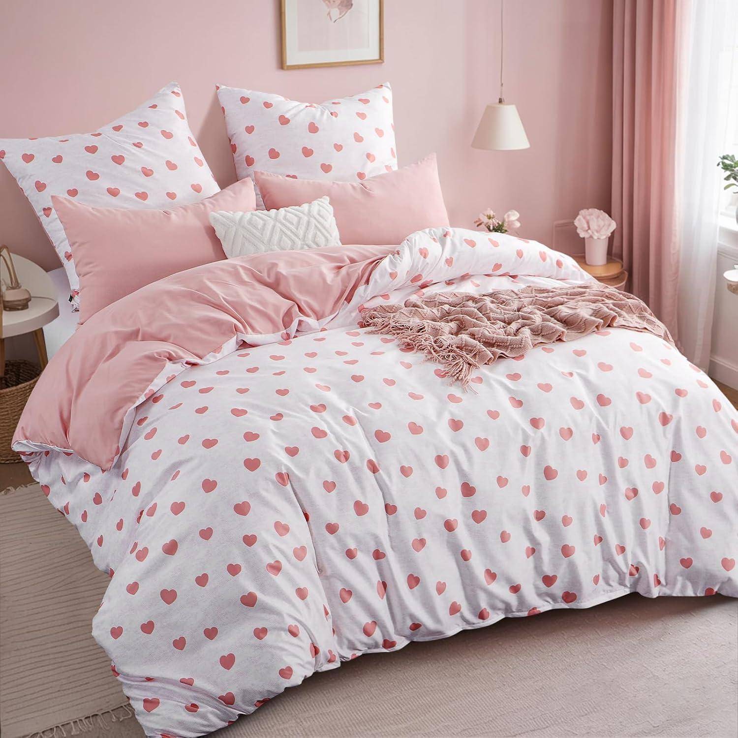 Bettwäsche 220x240 Mikrofaser Reißverschluss 220x240 Herzen Rosa