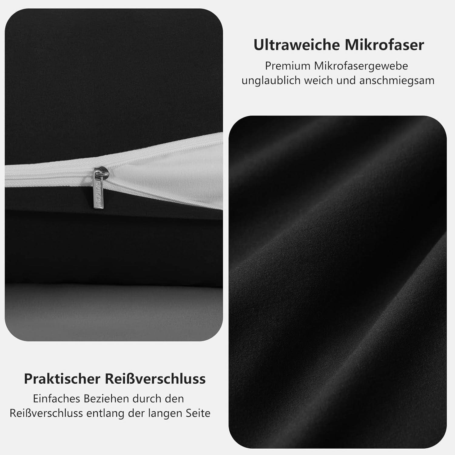 Kissenbezug Seitenschläferkissen 40 x 145 cm 2 Stück 03 Schwarz
