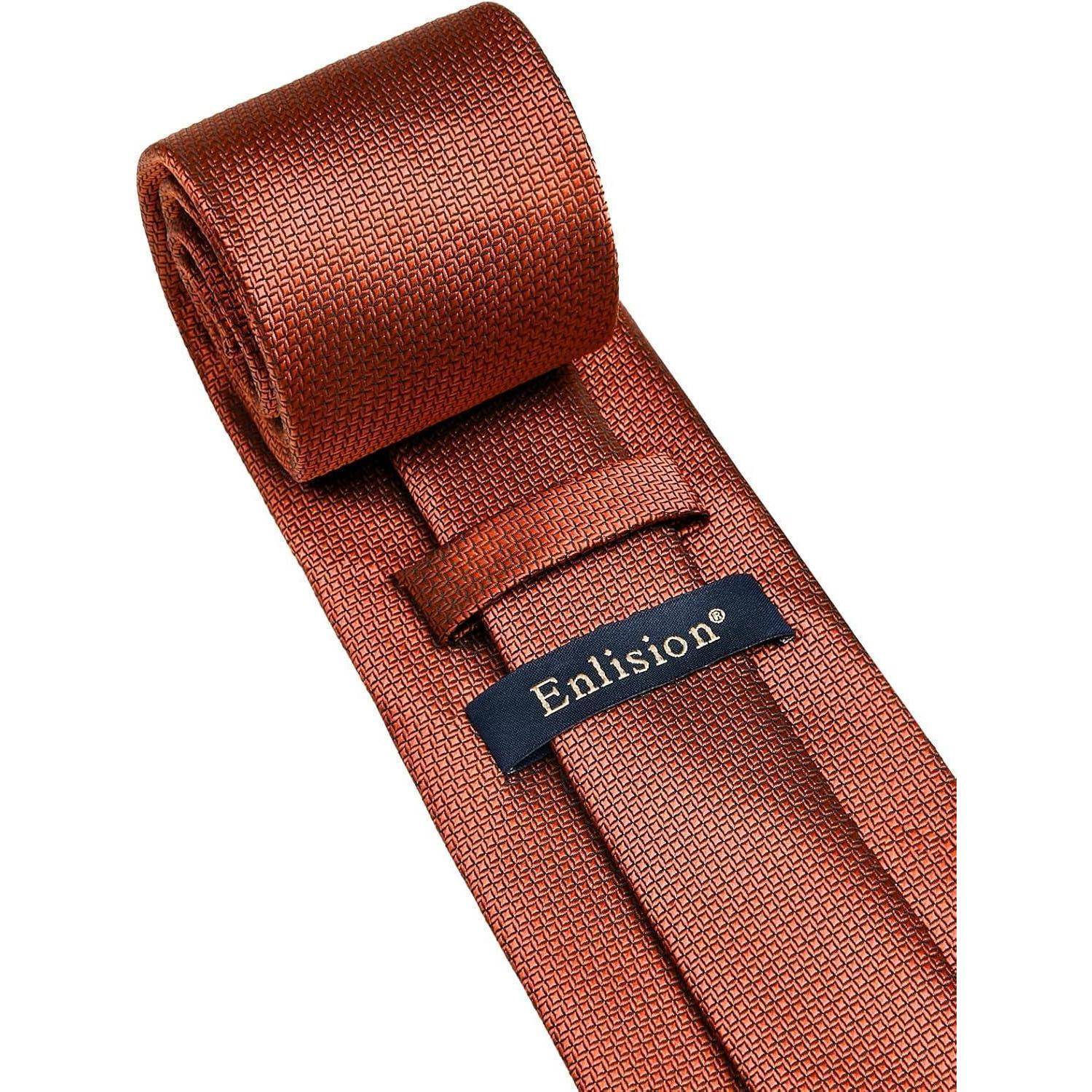 Krawatte Herren Hochzeit Einstecktuch Set Einfarbig verbranntes Orange
