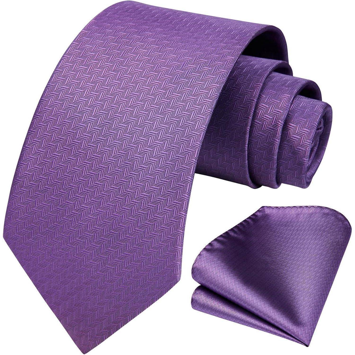 Krawatte Herren Hochzeit Einstecktuch Set Einfarbig Formell Lila