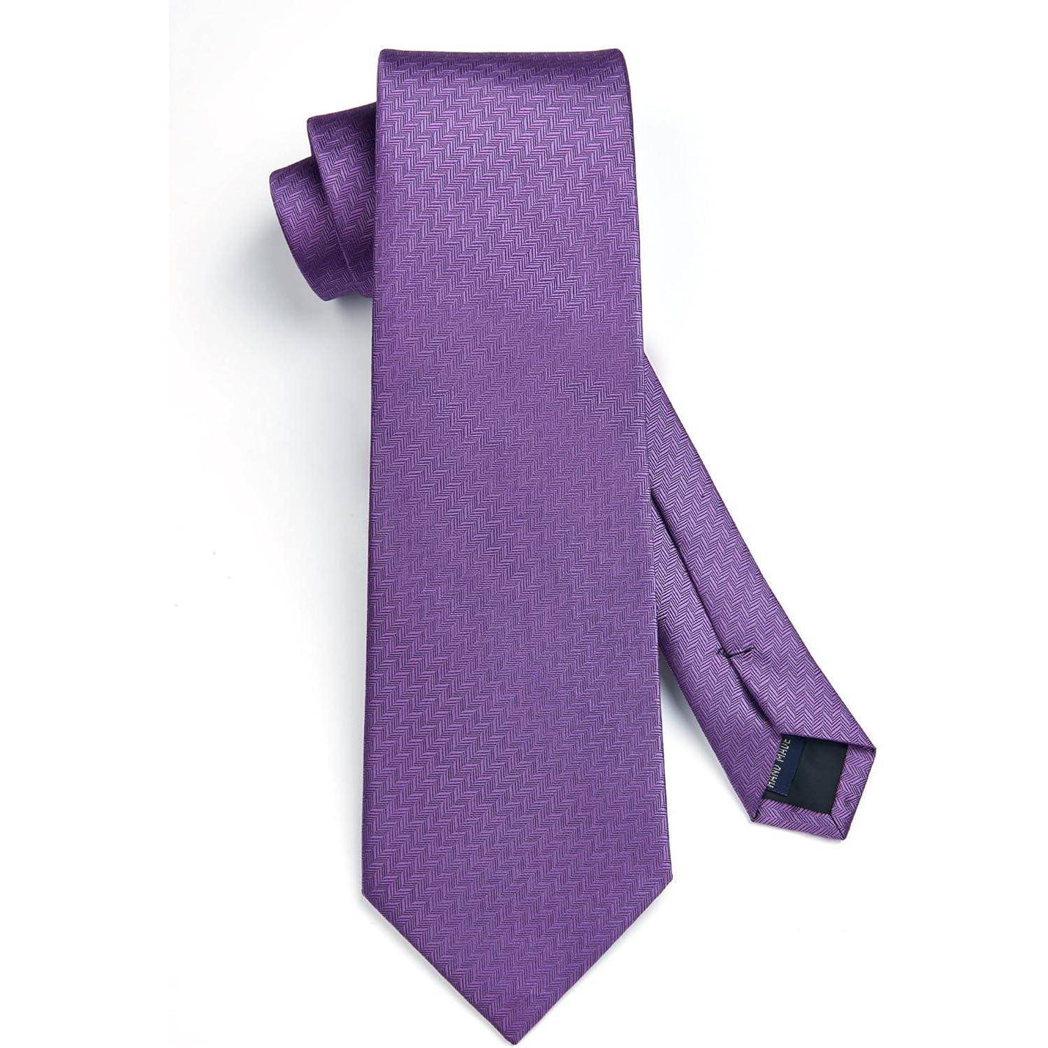 Krawatte Herren Hochzeit Einstecktuch Set Einfarbig Formell Lila