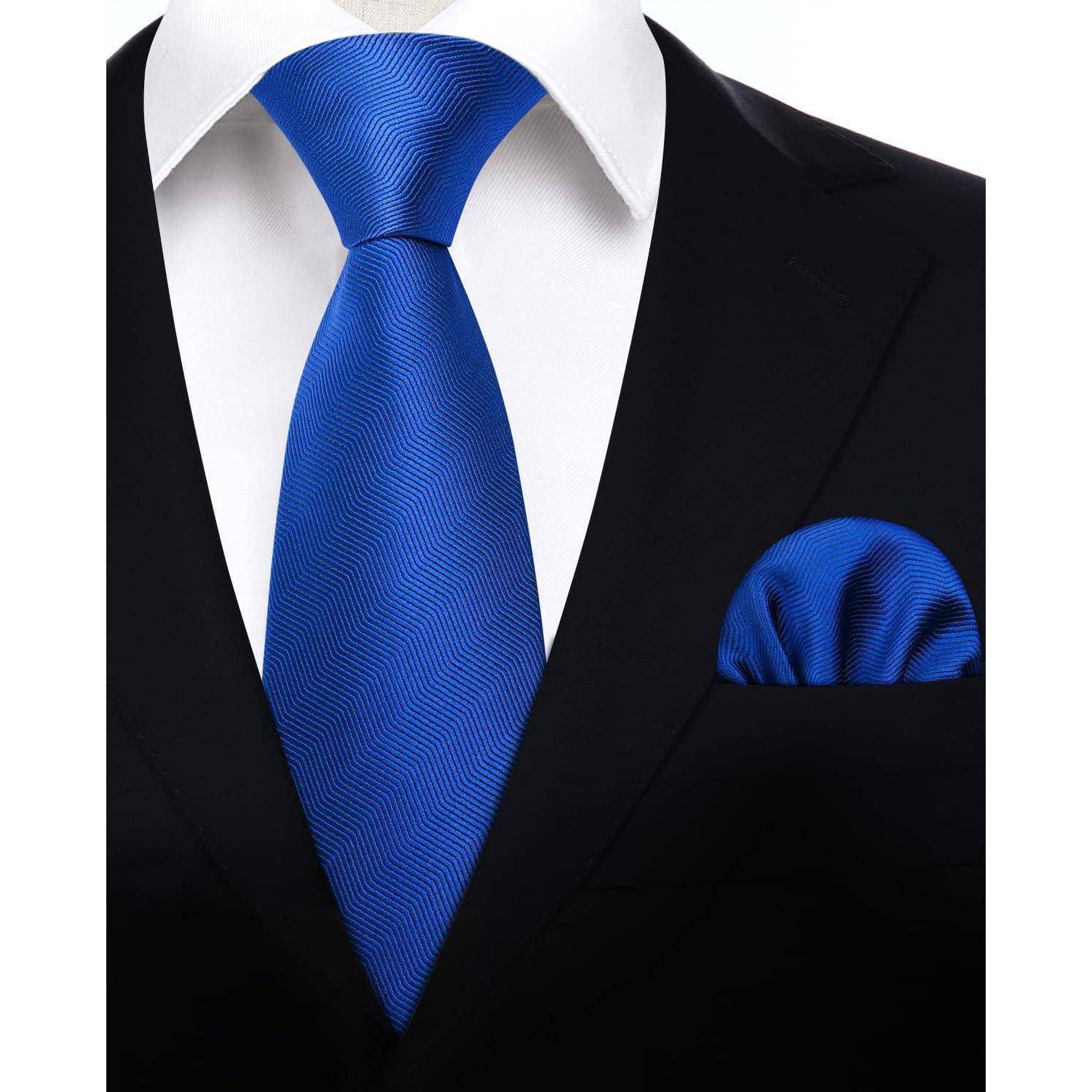 Krawatte Herren Einstecktuch Set Hochzeit Einheitsgröße Königs Blau