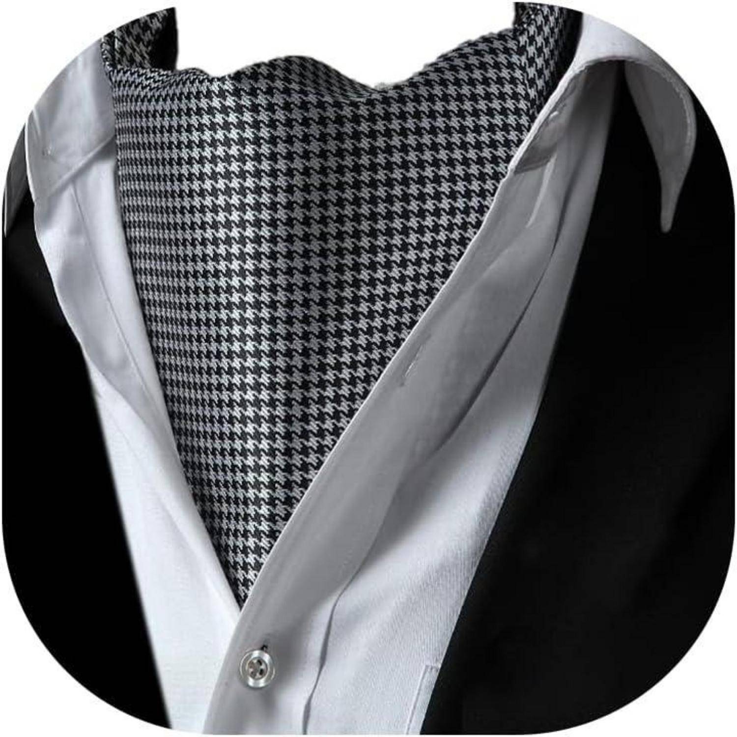 Krawattenschal Herren Ascot Hochzeit Halstuch Business Schwarz-weiss