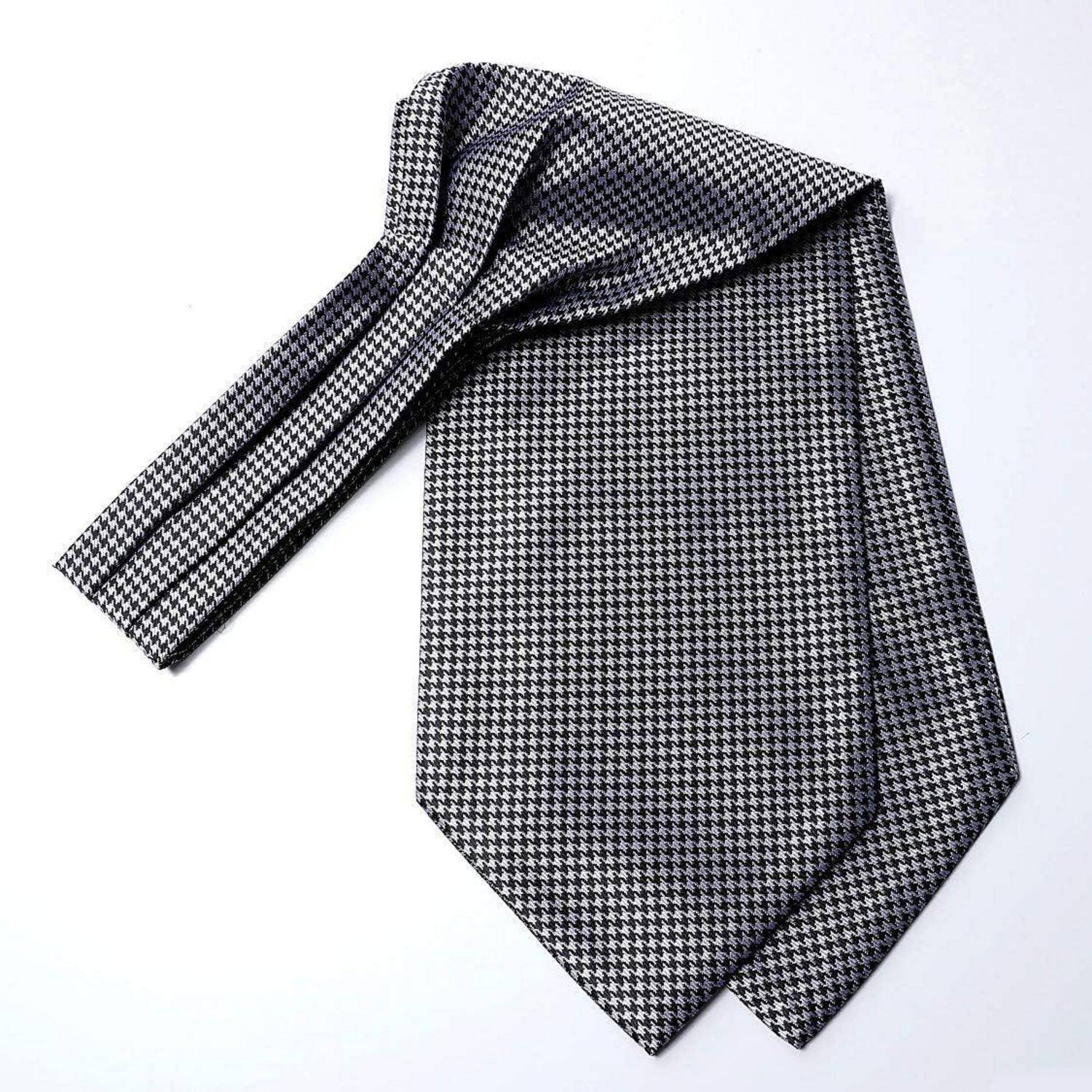 Krawattenschal Herren Ascot Hochzeit Halstuch Business Schwarz-weiss