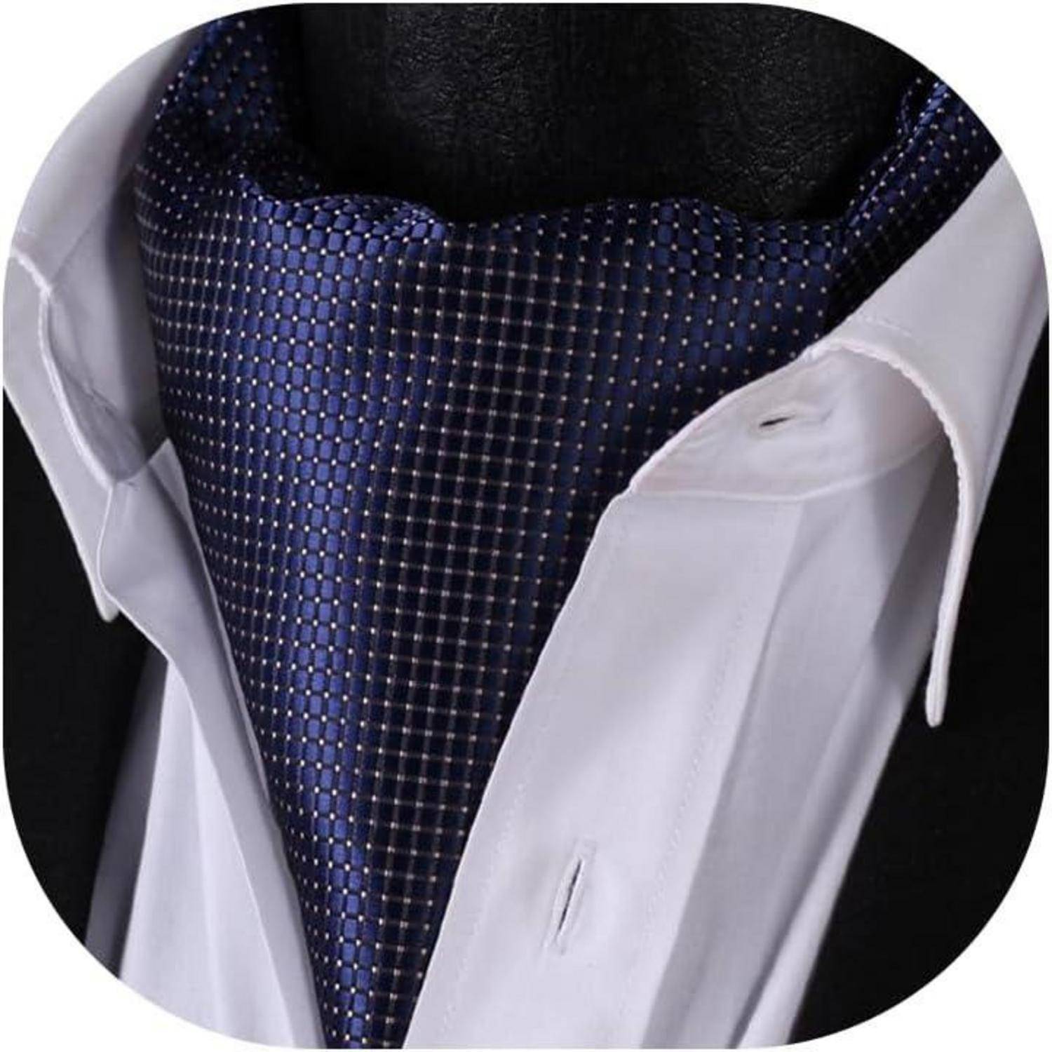 Krawattenschal Herren Ascot Hochzeit Gepunktete Halstuch A4-navy Blau