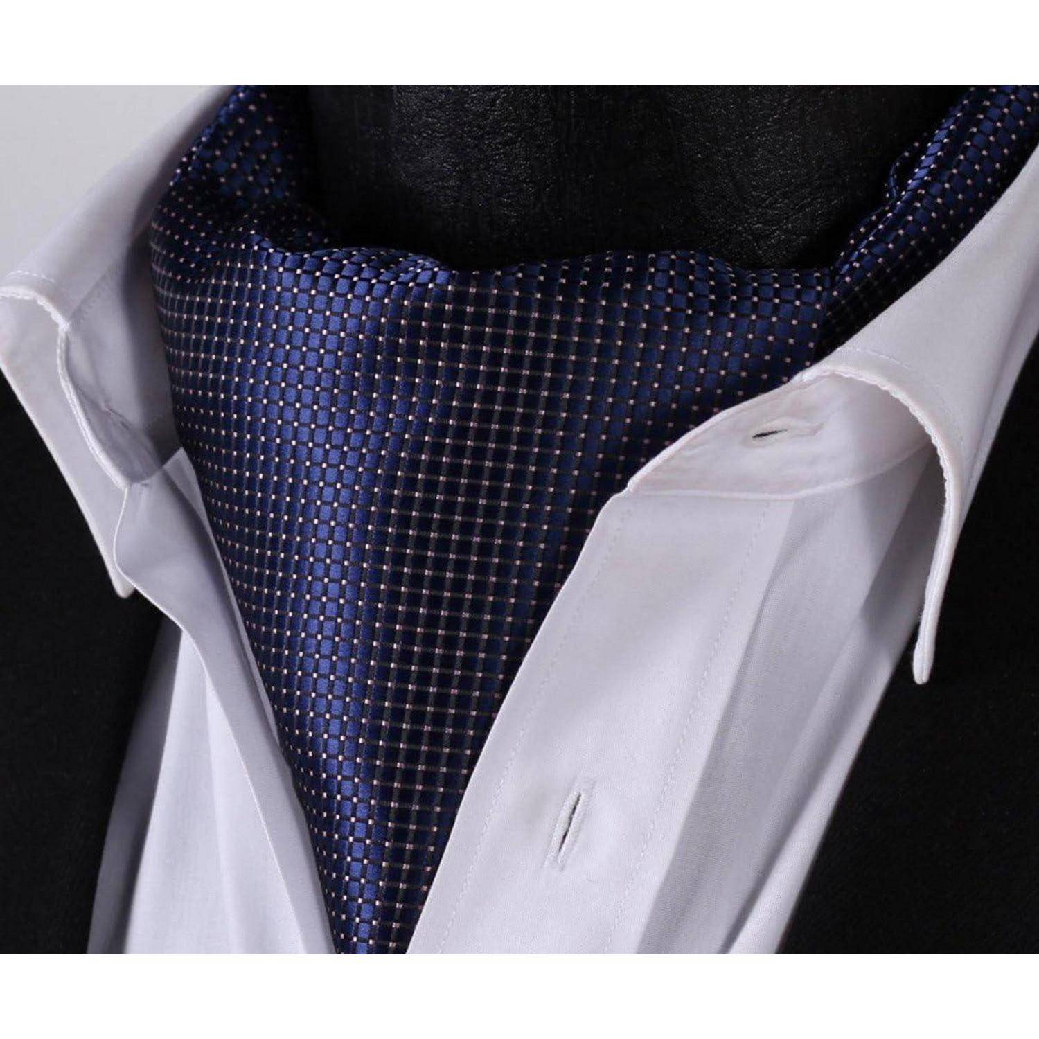 Krawattenschal Herren Ascot Hochzeit Gepunktete Halstuch A4-navy Blau