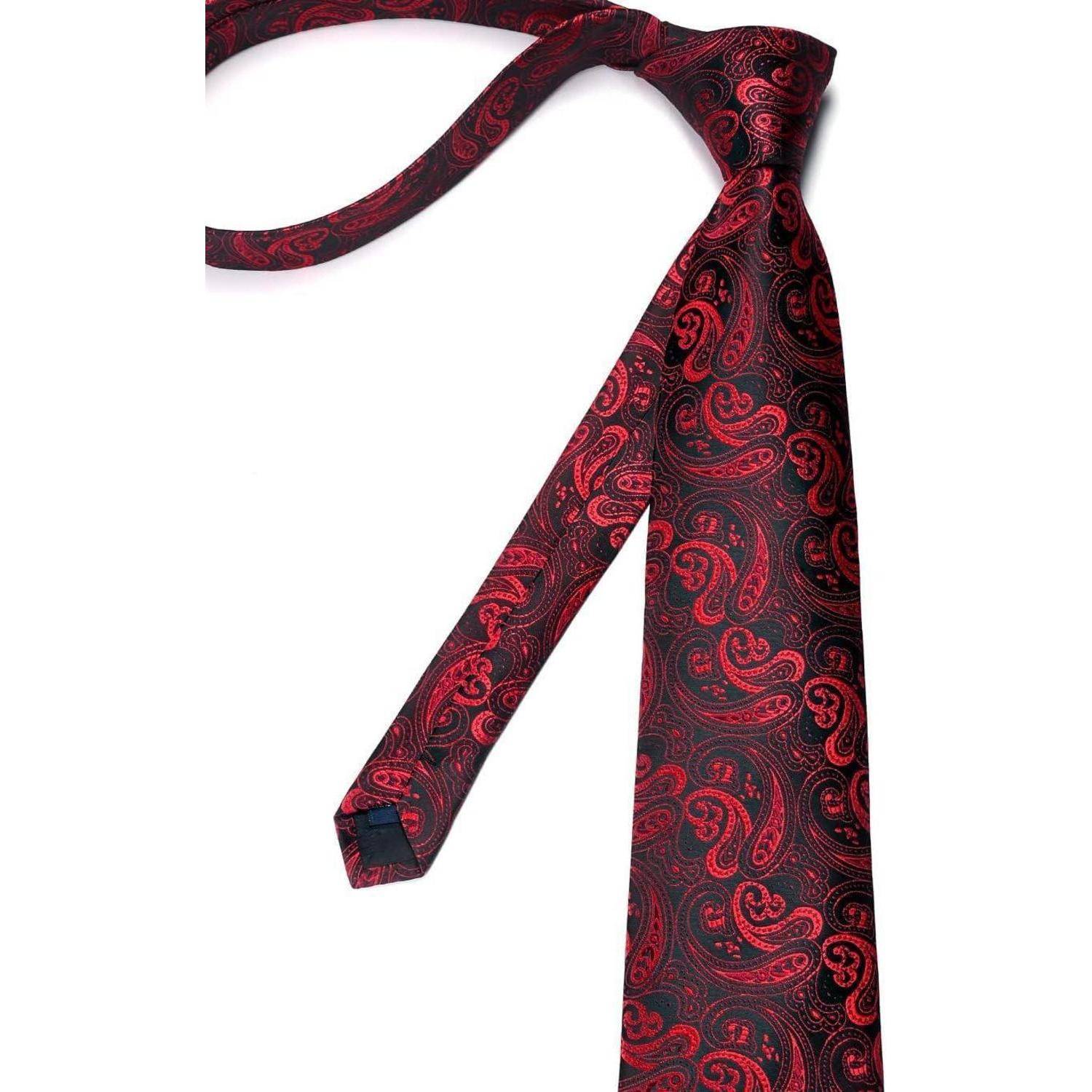 Krawatte Herren Paisley Hochzeit Rot Schwarz Einheitsgröße