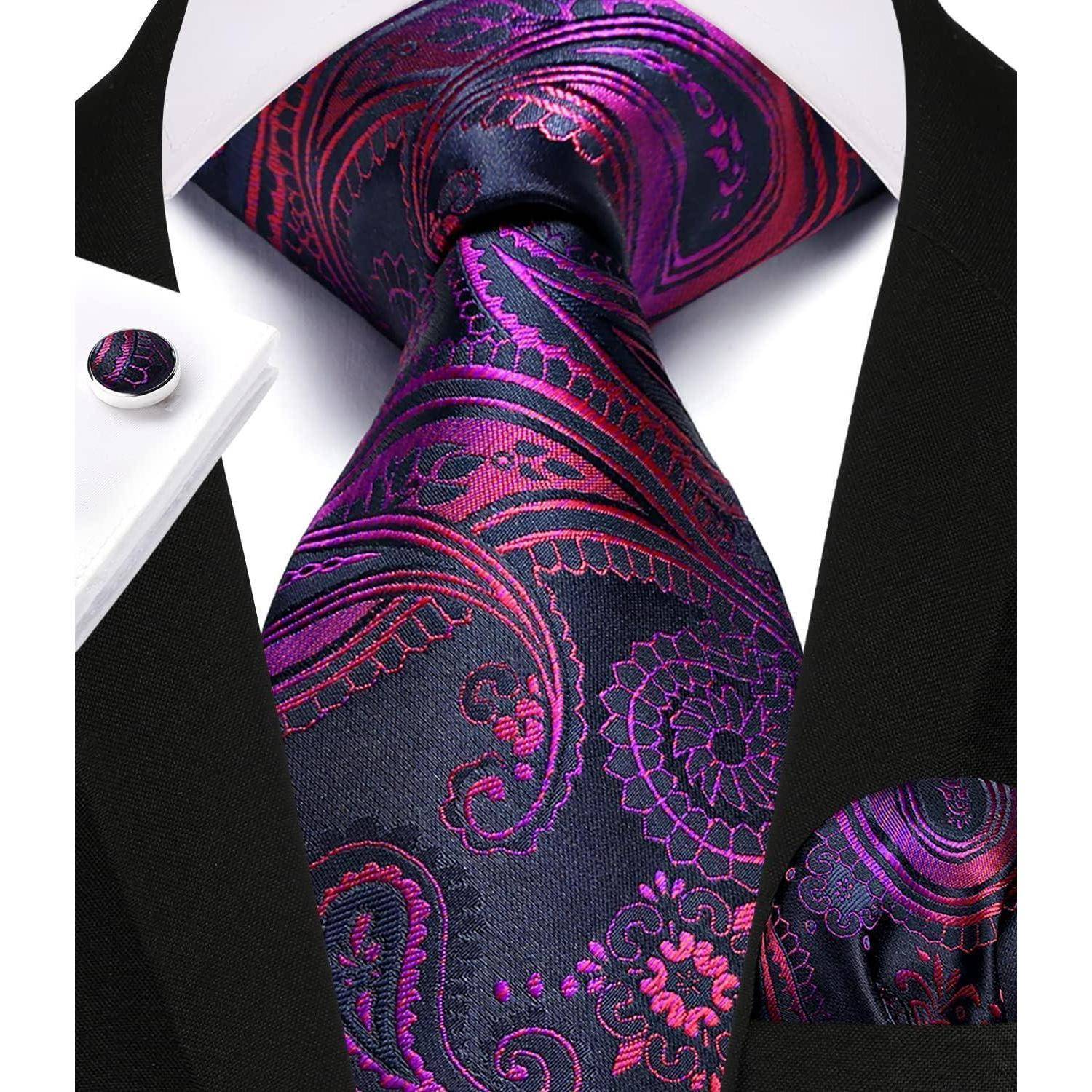 Krawatte Herren Paisley Hochzeit Set Pink Glänzend Einheitsgröße