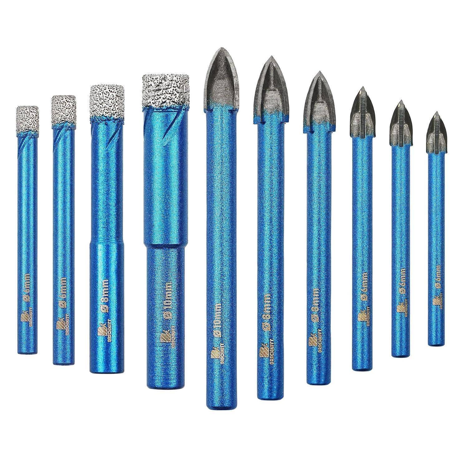 Diamantbohrer Fliesenbohrer Set Keramik Fliesen Granit 10 SET2