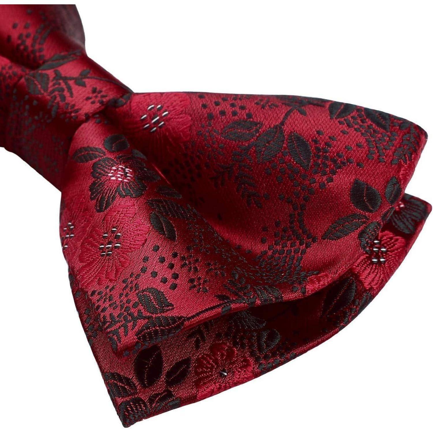 Fliege Herren gebunden verstellbar Paisley Hochzeit Anzug Rot Geblümt