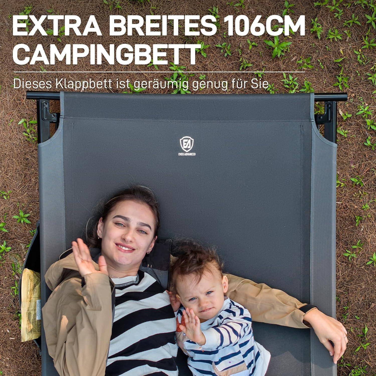 Feldbett Klappbett 214x106cm 300kg XXL Campingbett Grau