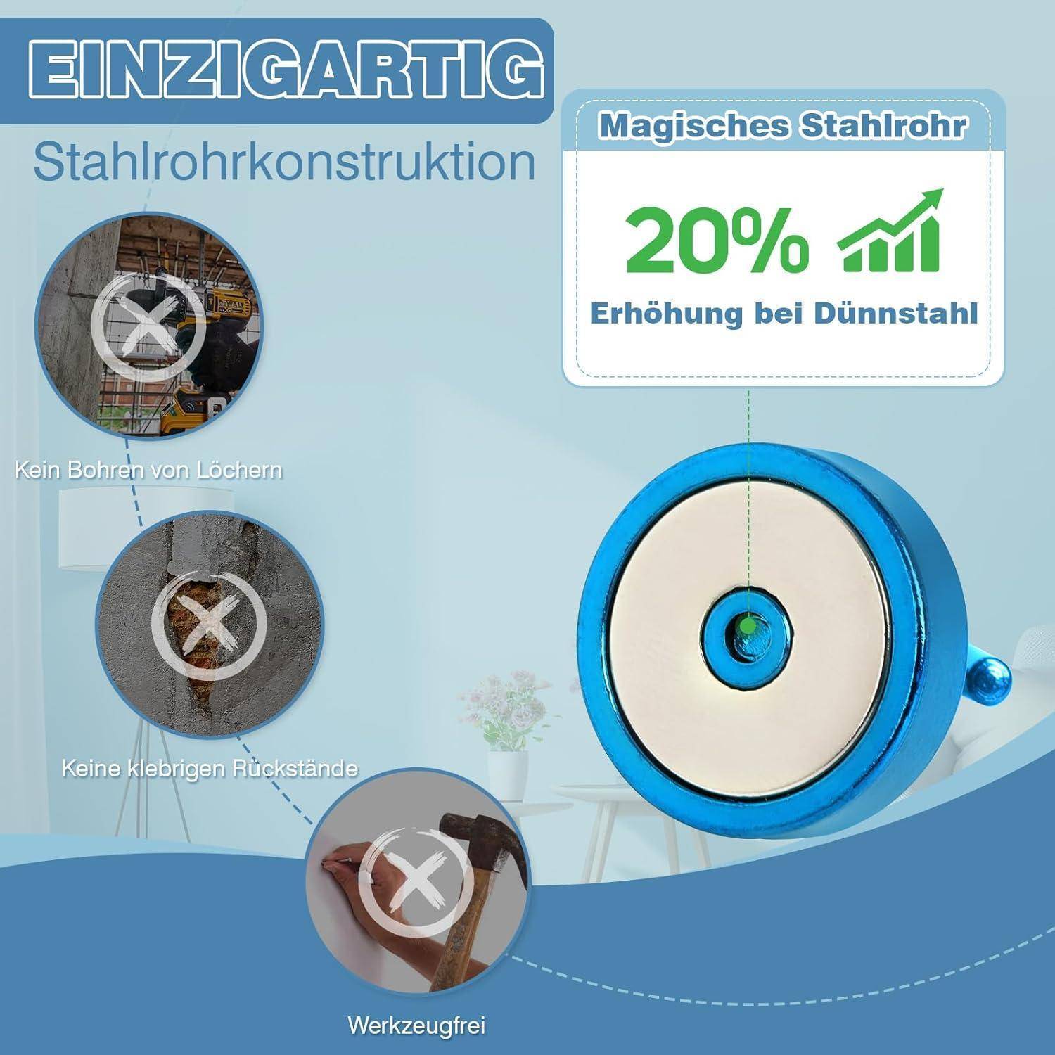Magnethaken 30kg Neodym Magnete Spind 30kg Magnethaken Königsblau
