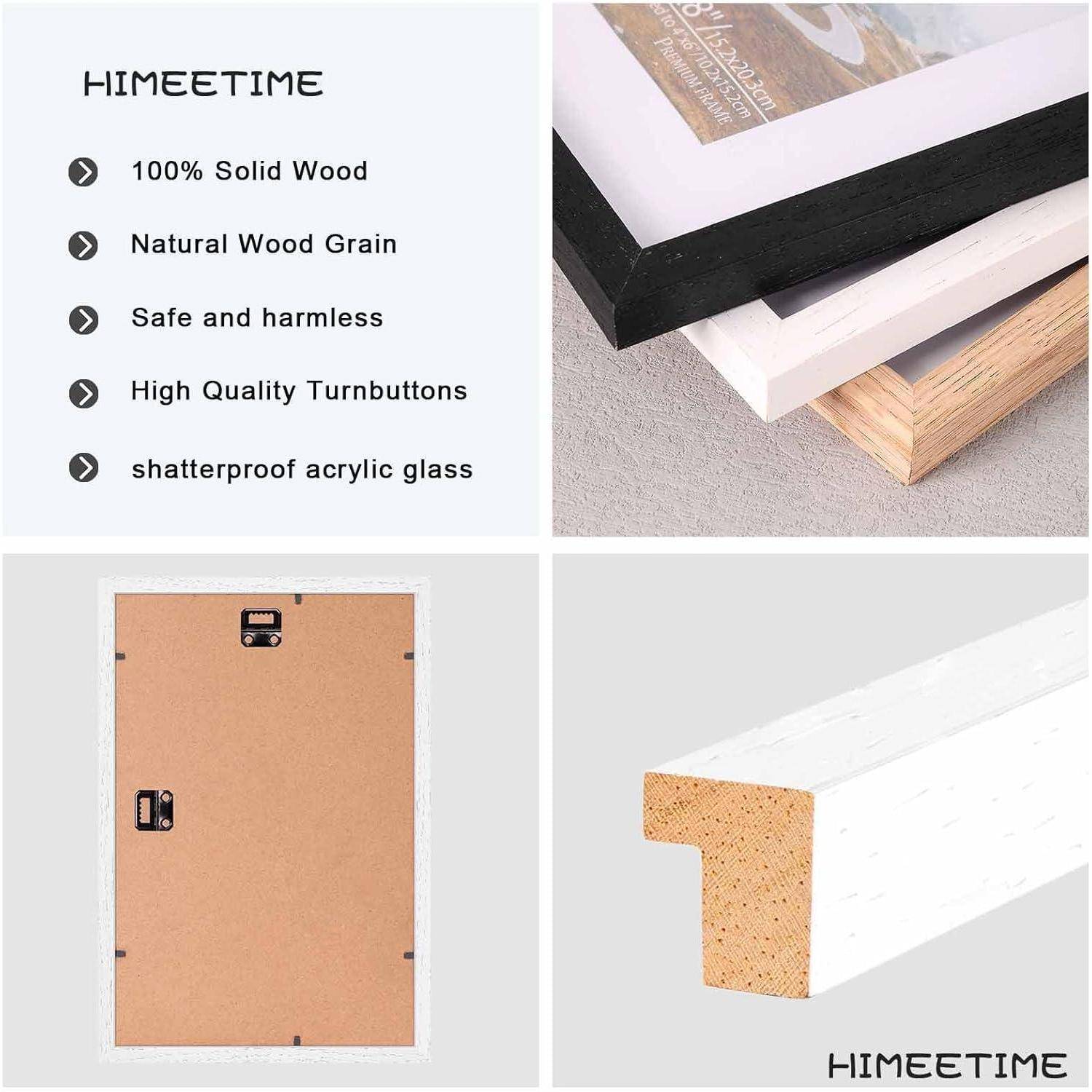 HIMEETIME-Rahmen aus 100% massivem Holz, mit natürlicher Holzmaserung, Sicherheit, hochwertigen Drehverschlüssen und splitterfreiem Acrylglas.