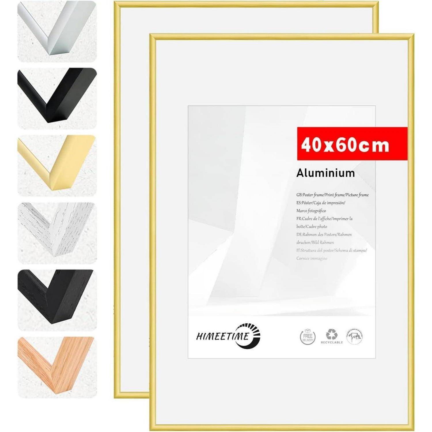 Bilderrahmen 40x60cm Gold Aluminium Fotorahmen Alu | Gold 40x60xm 2x