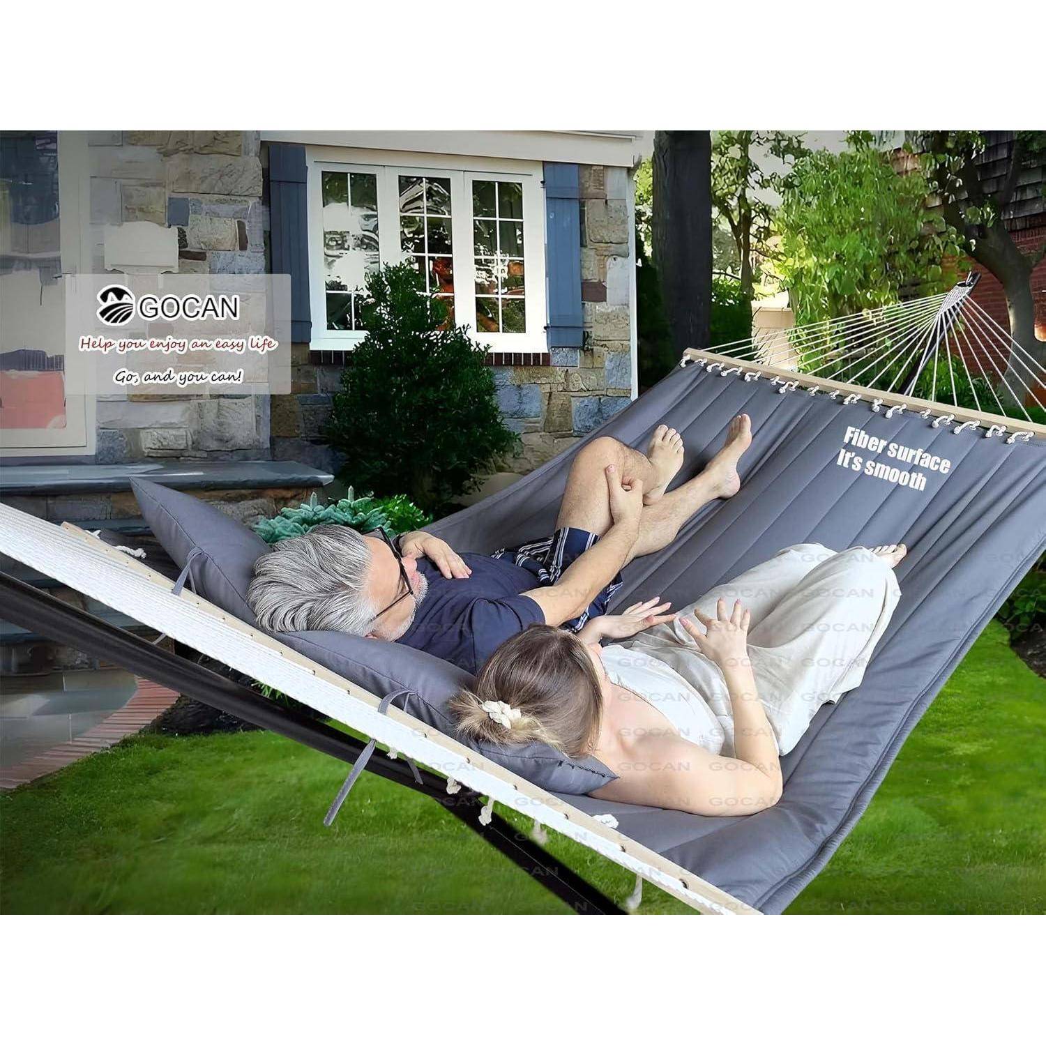 Doppelhängematte gesteppte Stoff Outdoor Tiefgrau Tiefgrau 2