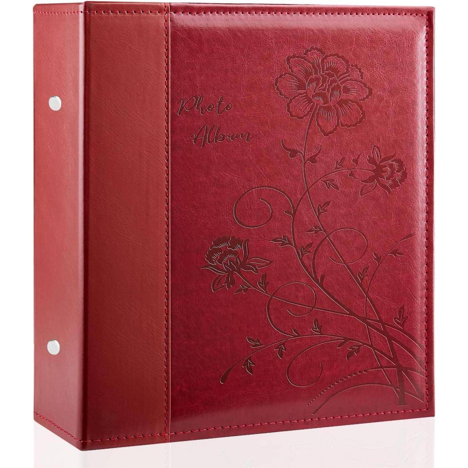 Fotoalbum 10x15 Slip in Leder Cover Hochzeit Familie 400 Fotos Rot