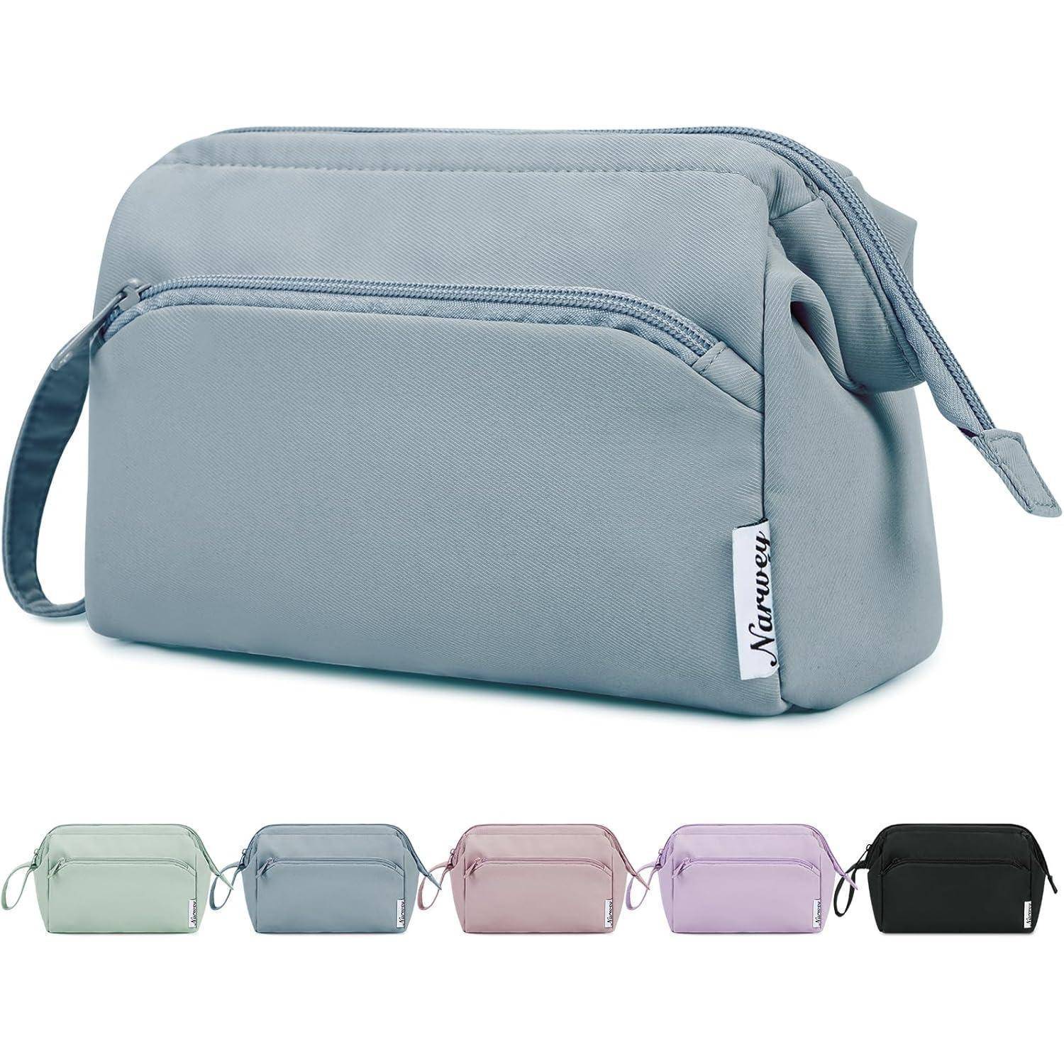Kulturtasche Damen Kulturbeutel Kosmetiktasche Graublau A-graublau