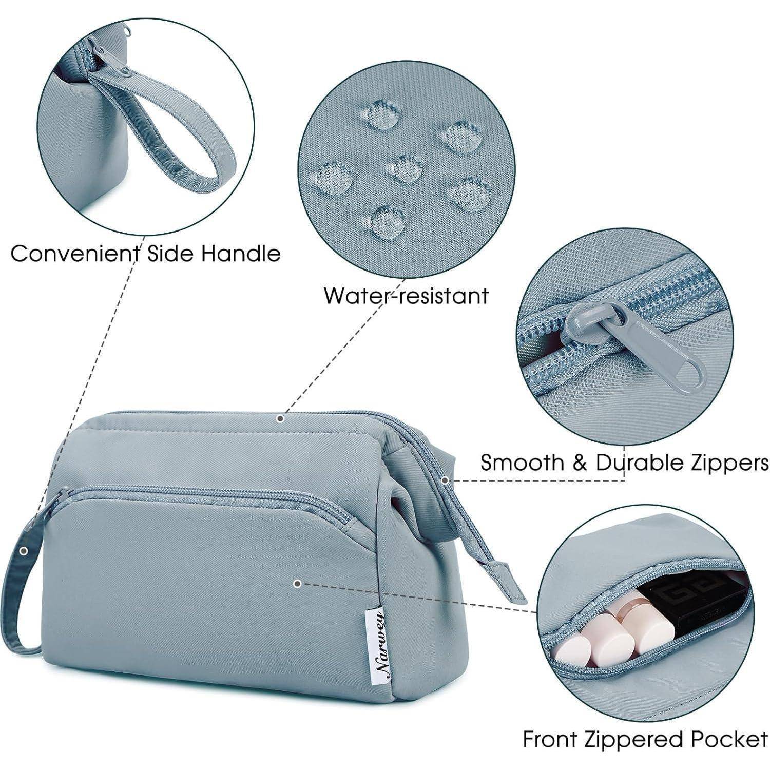 Kulturtasche Damen Kulturbeutel Kosmetiktasche Graublau A-graublau