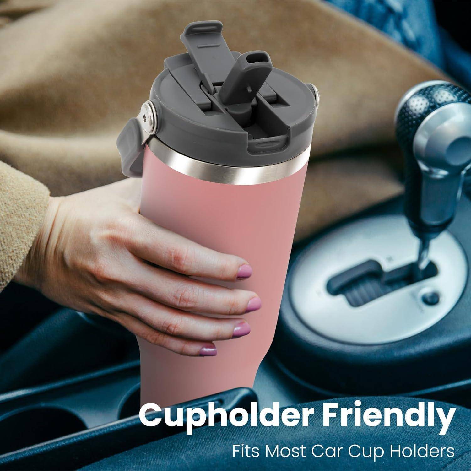 Trinkflasche Edelstahl Strohhalm Henkel Auslaufsicher 1000 ml Rosa