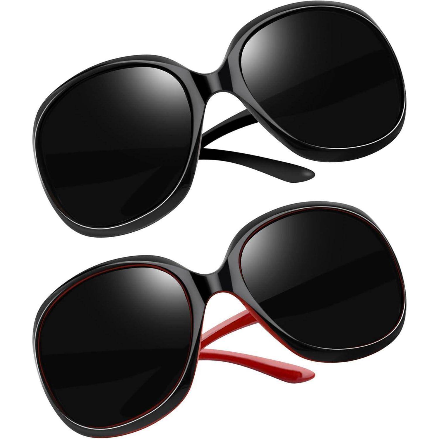 Sonnenbrille Übergroß Damen B57-schwarz und Rot Schwarz Wie die Bilder