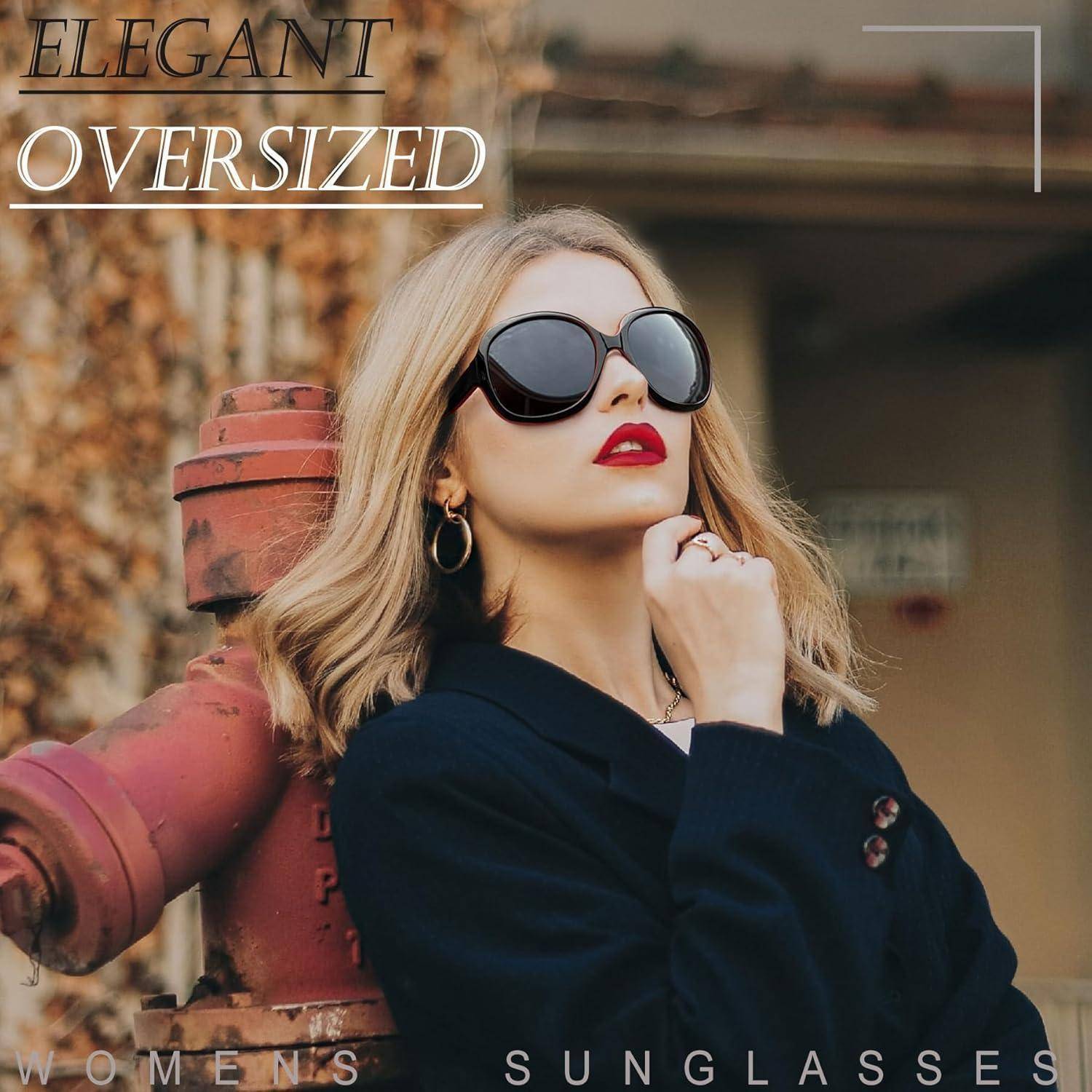 Sonnenbrille Übergroß Damen B57-schwarz und Rot Schwarz Wie die Bilder