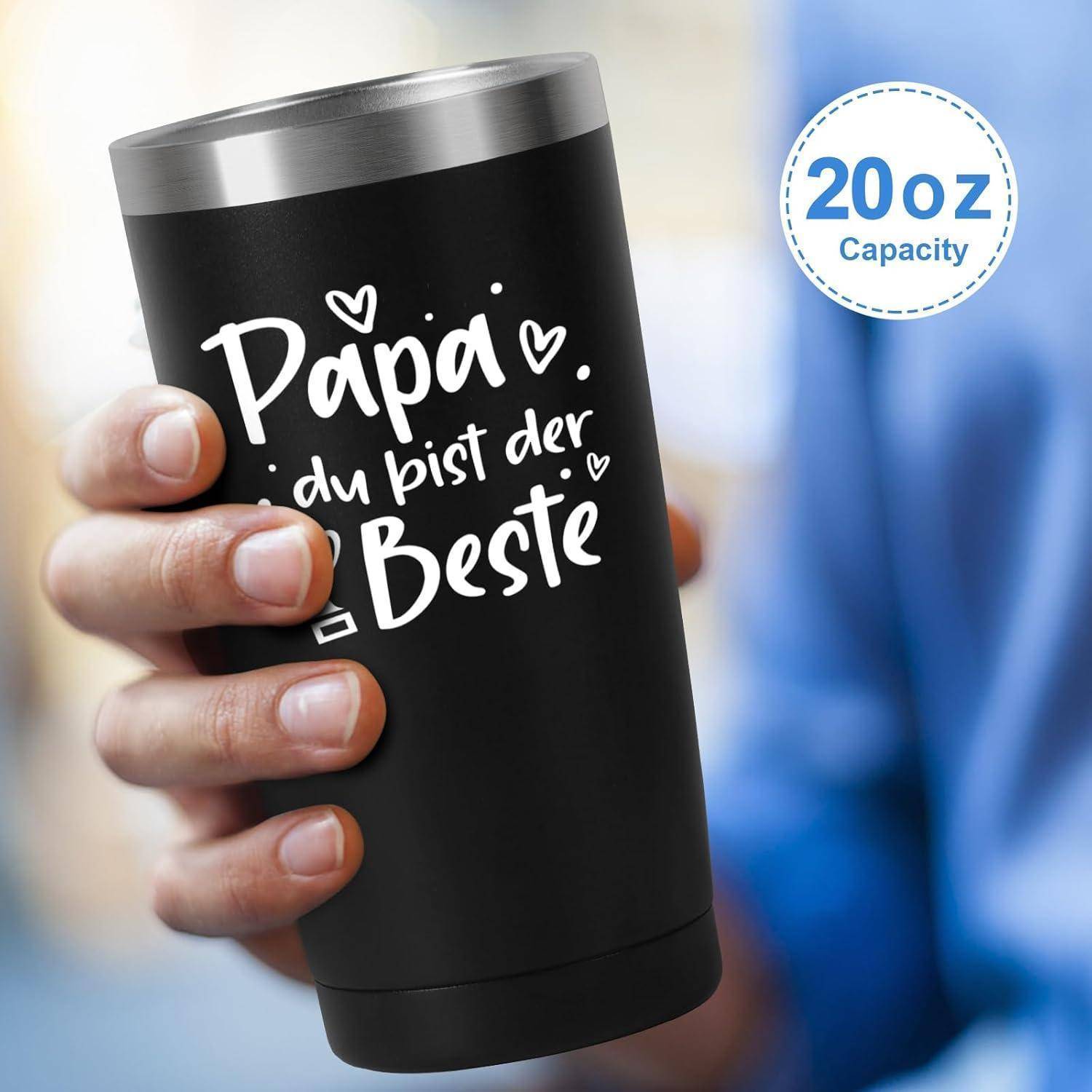 Thermobecher 600ml Strohhalm 20oz (600ml) Papa, du Bist der Beste