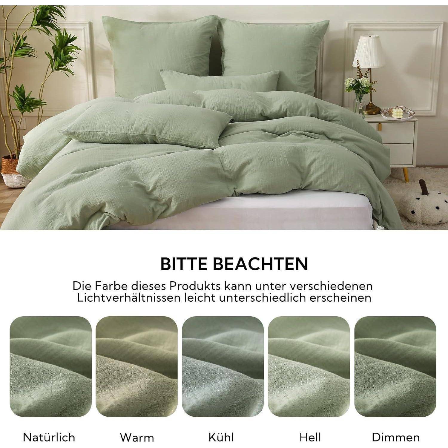 Bettwäsche Baumwolle 135x200 Lakritzgrün 4tlg. 2x 135*200cm 2x 80*80cm