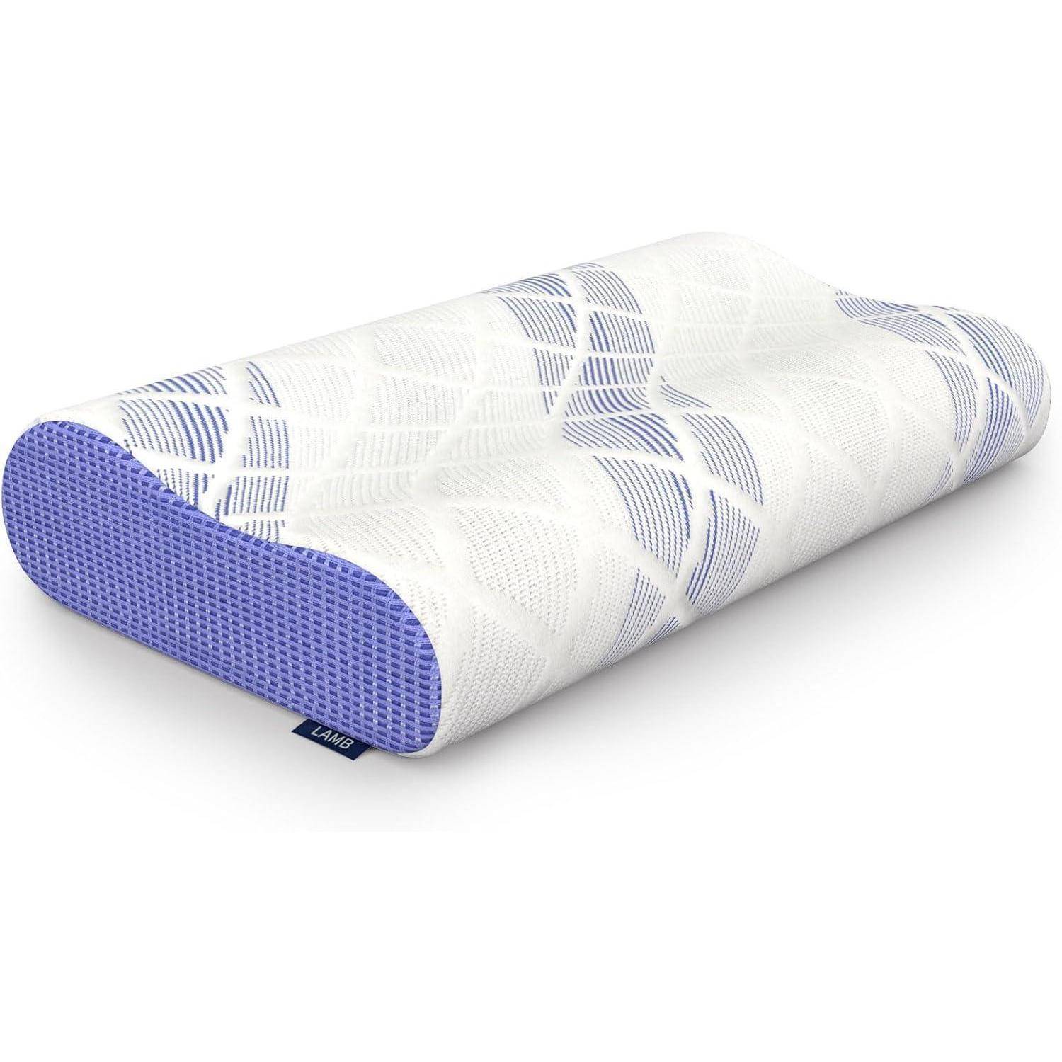 Nackenkissen Memory Foam Ergonomisch Waschbar 60x36x12 10cm Blau 1