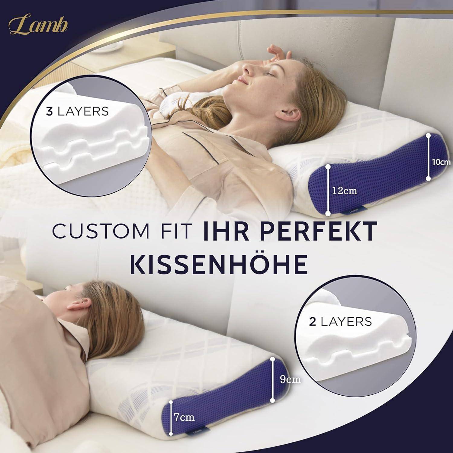 Nackenkissen Memory Foam Ergonomisch Waschbar 60x36x12 10cm Blau 1