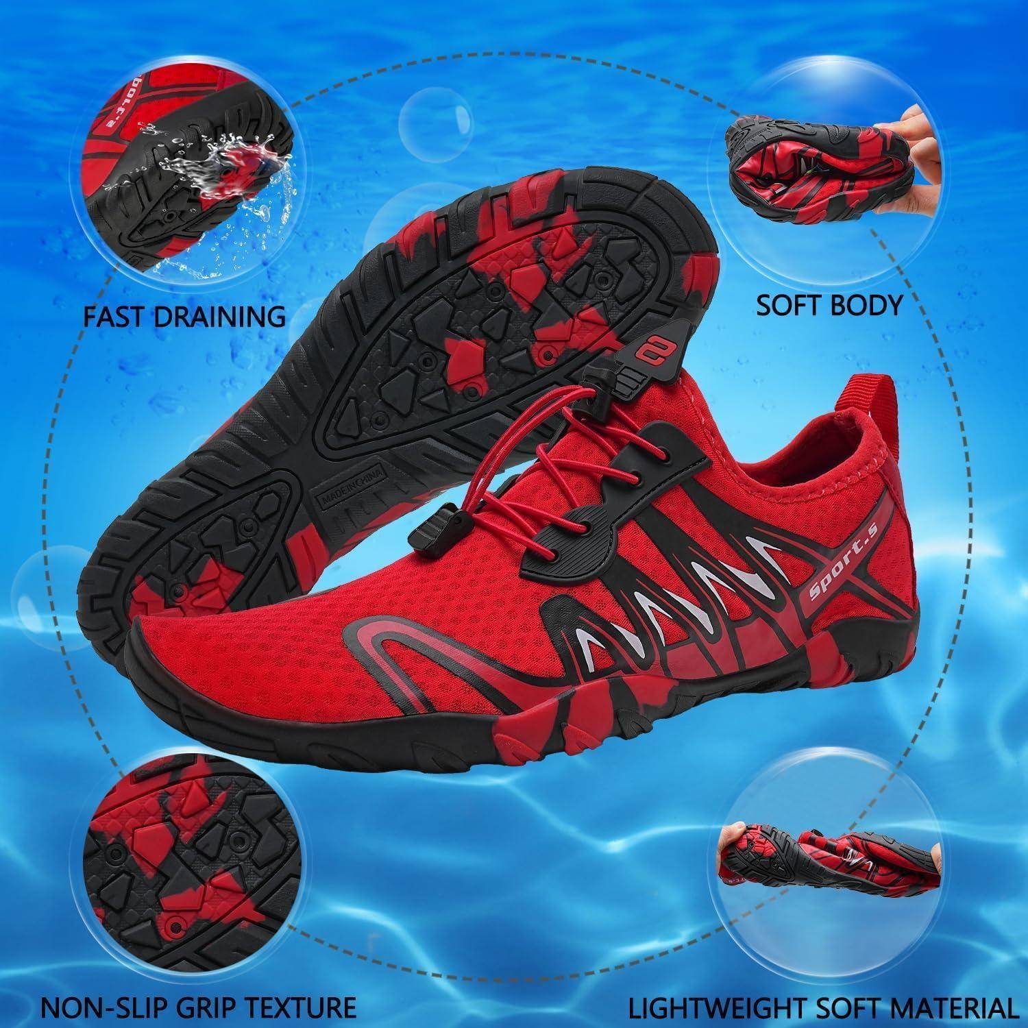 Strandschuhe Wasserschuhe Barfußschuhe 40 EU S901 Rot Schwarz