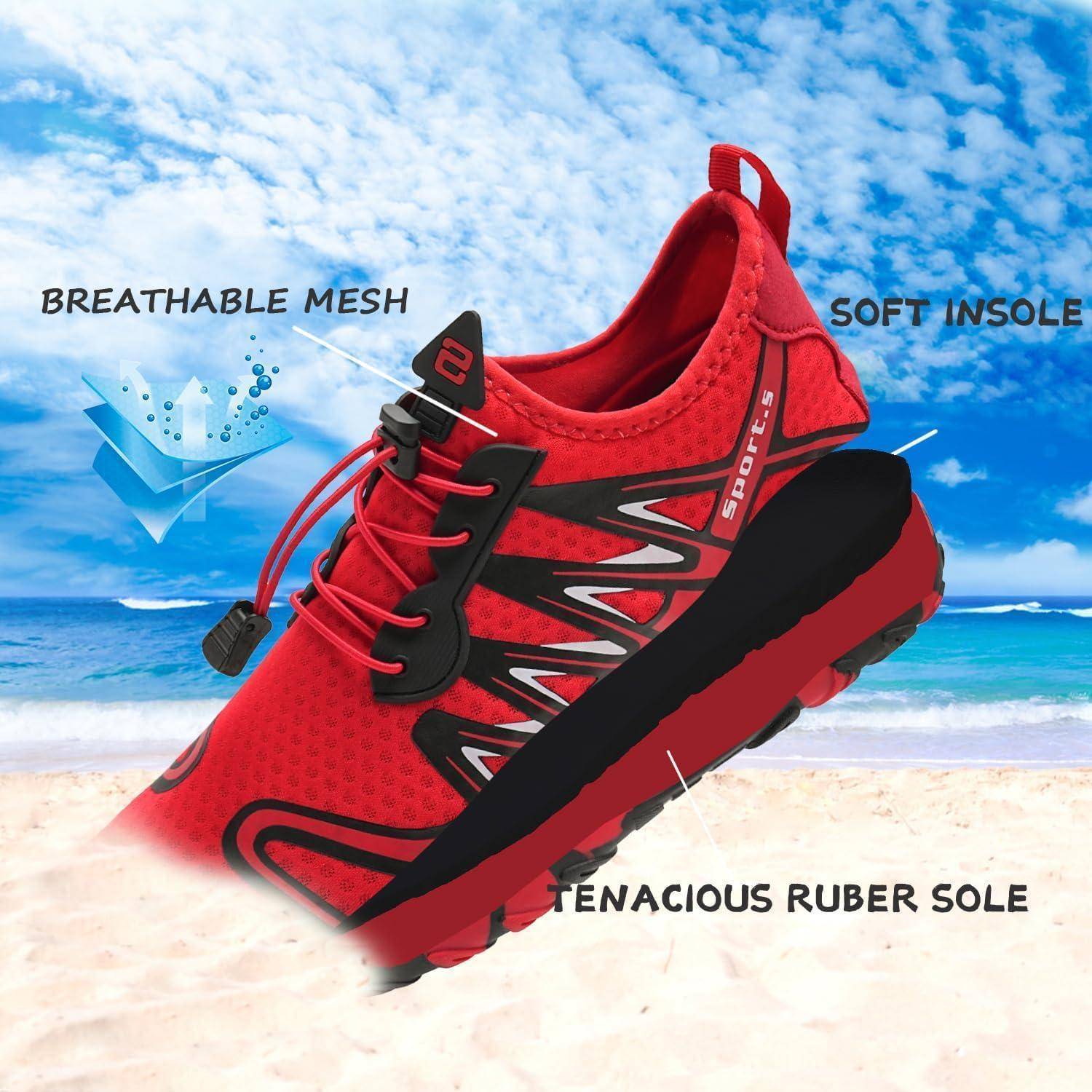Strandschuhe Wasserschuhe Barfußschuhe 40 EU S901 Rot Schwarz