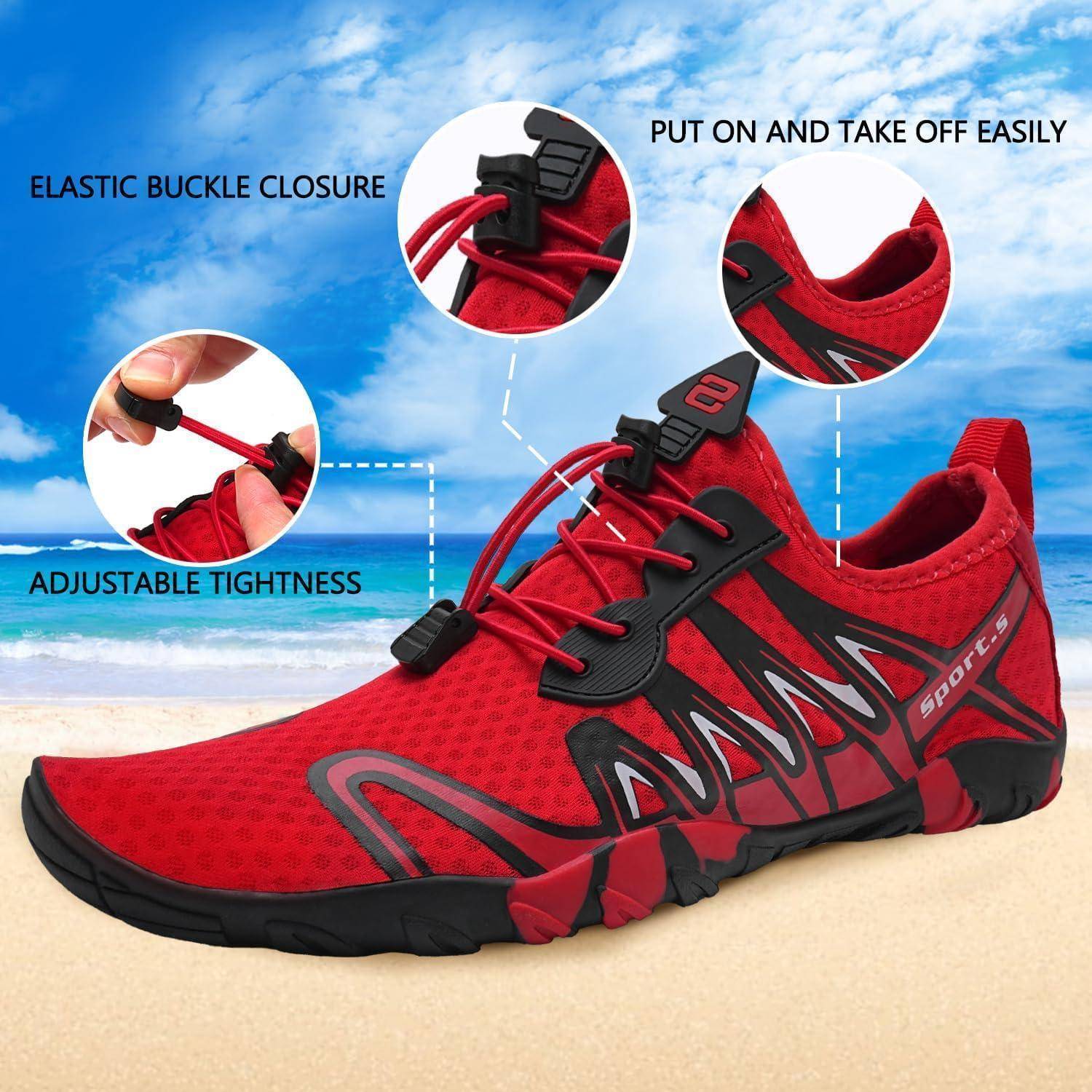 Strandschuhe Wasserschuhe Barfußschuhe 40 EU S901 Rot Schwarz