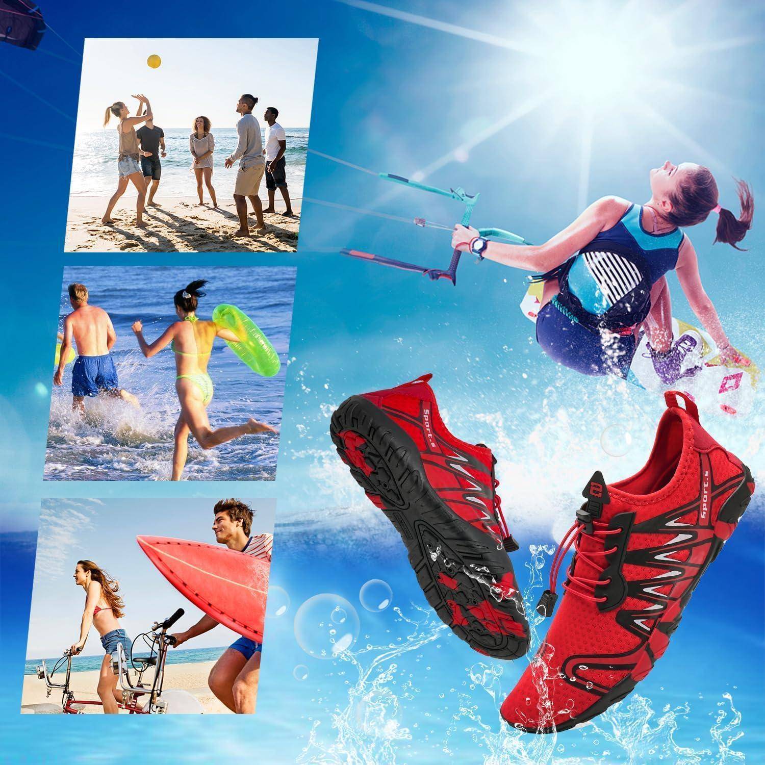 Strandschuhe Wasserschuhe Barfußschuhe 40 EU S901 Rot Schwarz