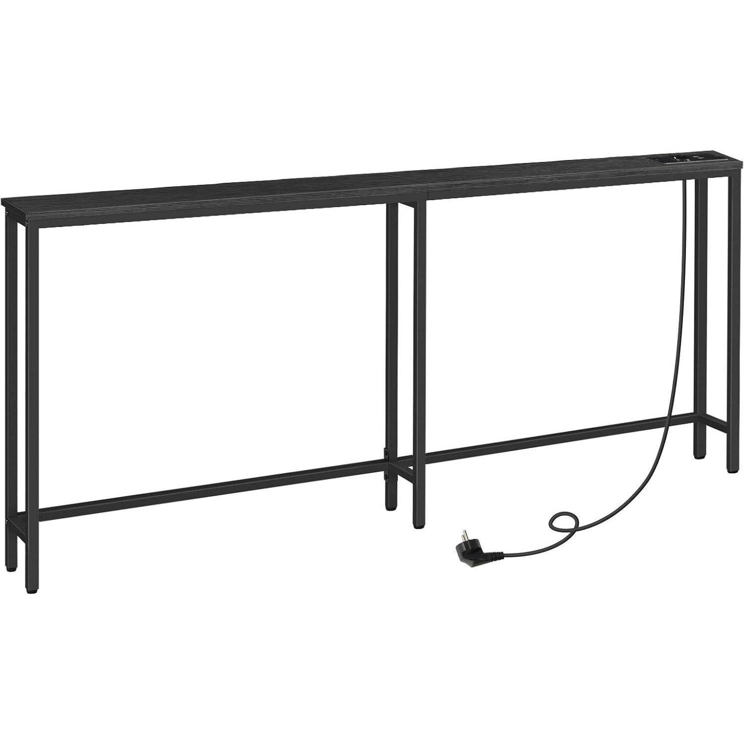Konsolentisch schmaler Steckdosenleiste 180 x 15 x 80 cm Schwarz