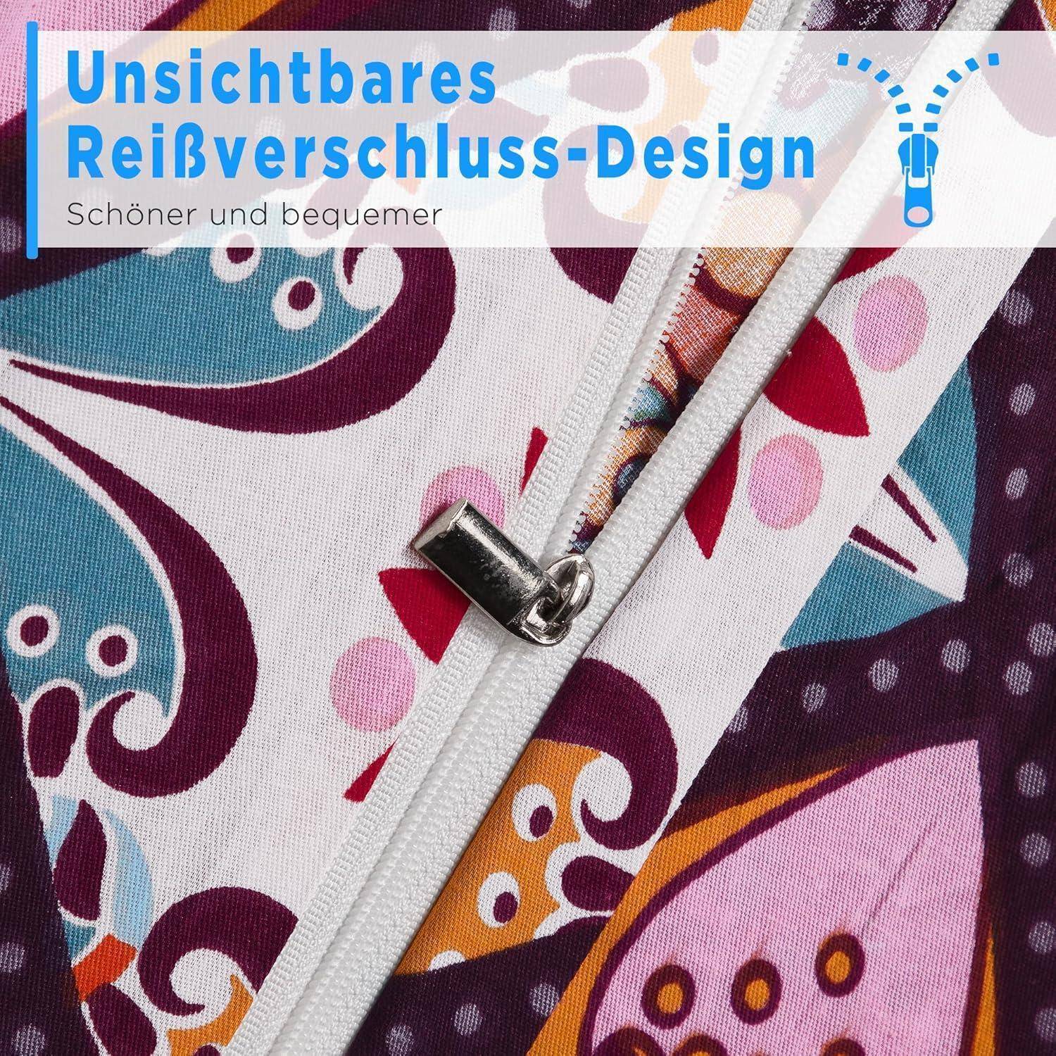 Bettwäsche 135x200 Baumwolle Renforce 2x135x200 cm+2x40x80 cm Bunt
