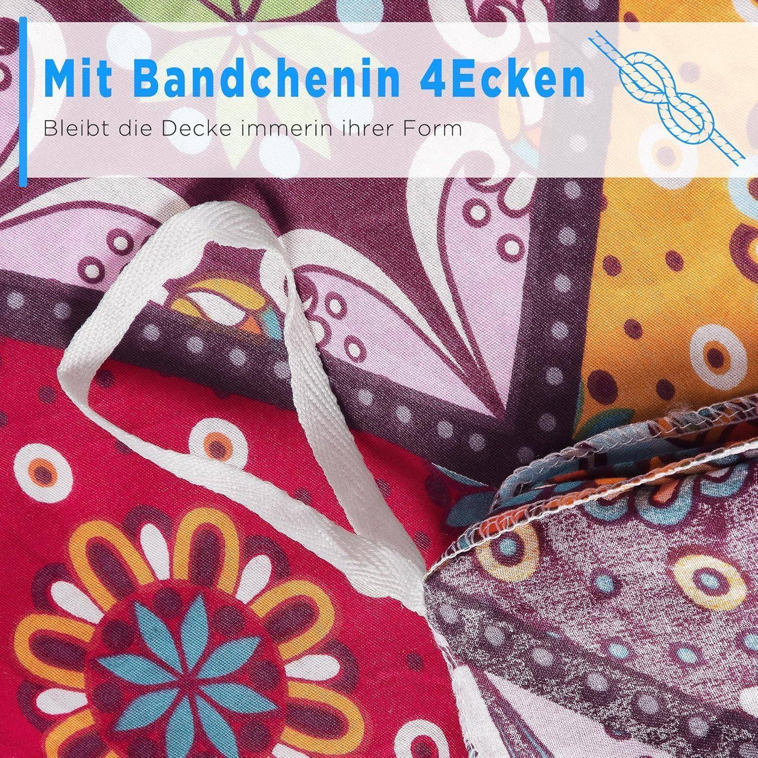 Bettwäsche 135x200 Baumwolle Renforce 2x135x200 cm+2x40x80 cm Bunt