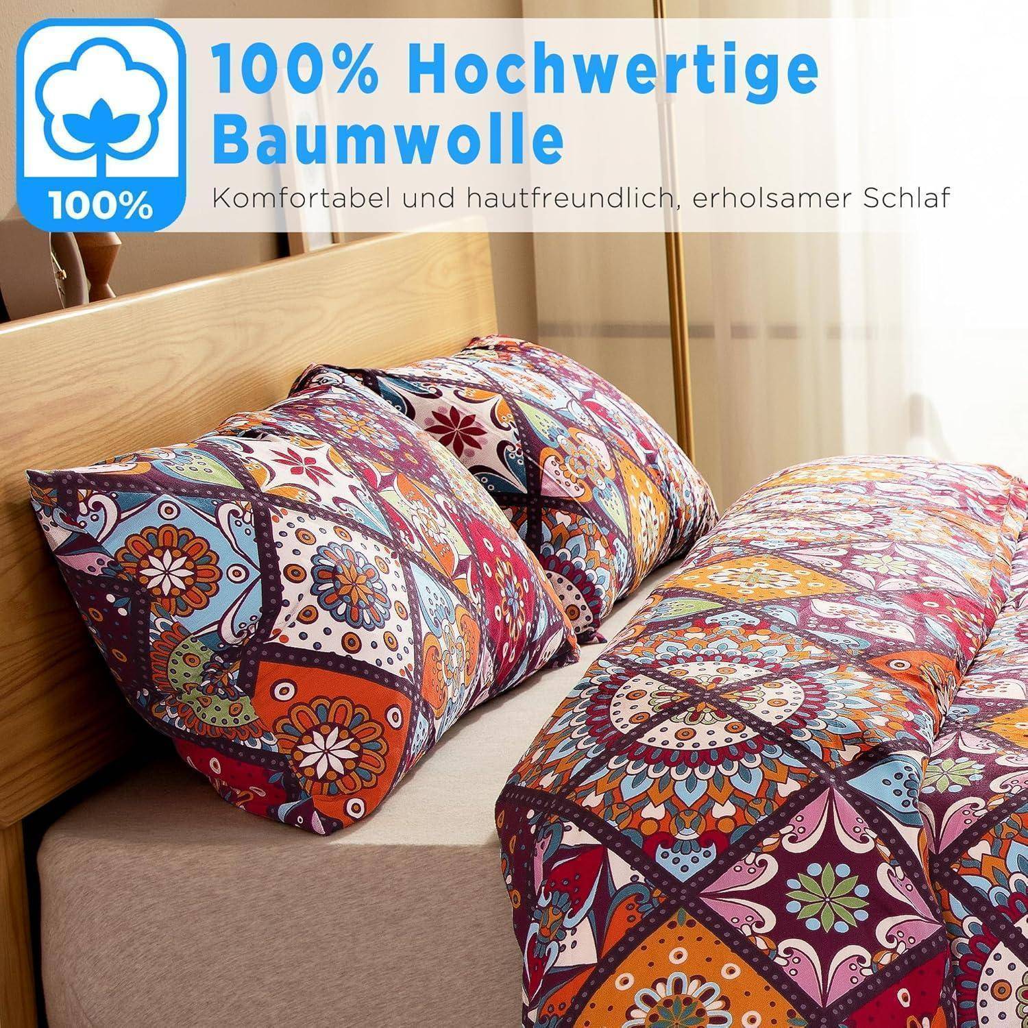 Bettwäsche 135x200 Baumwolle Renforce 2x135x200 cm+2x40x80 cm Bunt