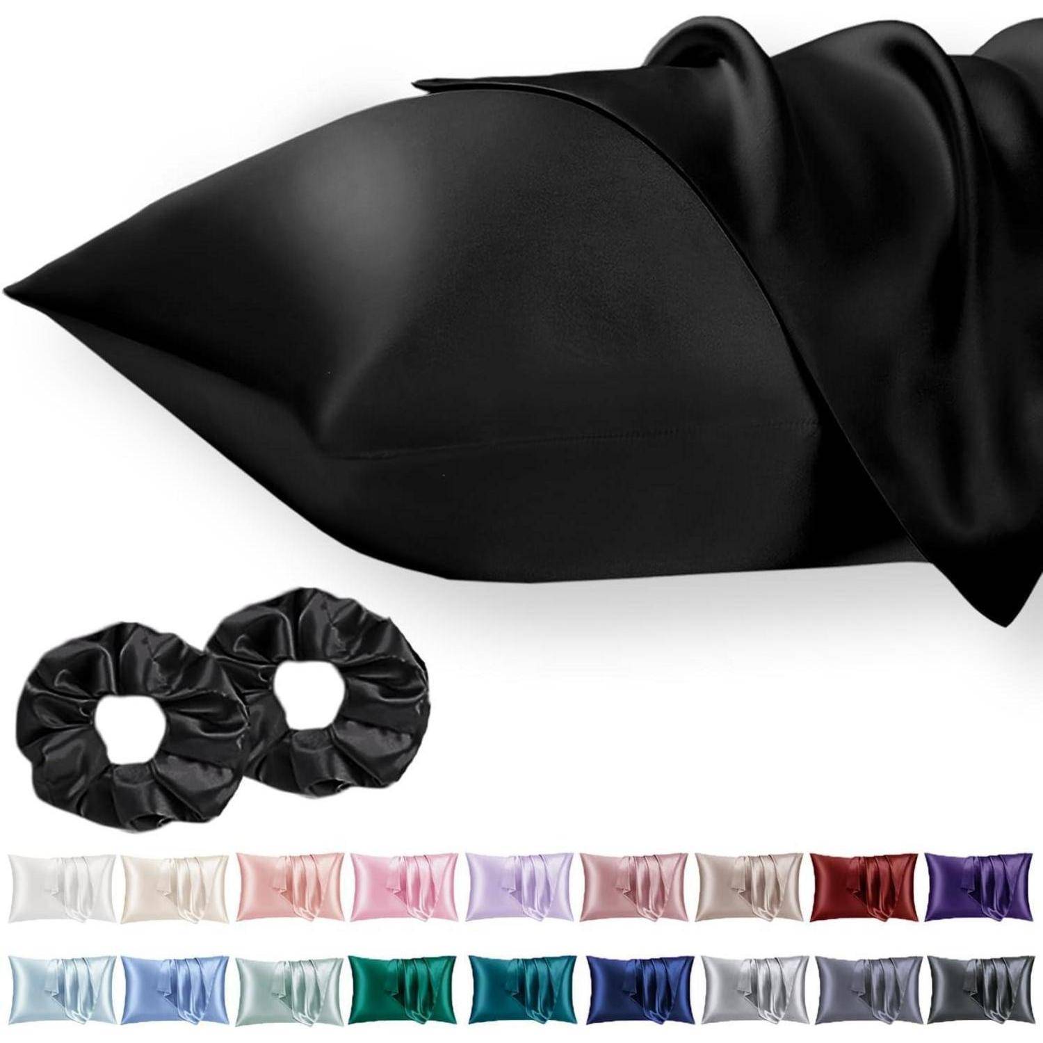 Kissenbezug Satin 50x75 50x75cm(2pc) with 2 Haargummis Schwarz 2